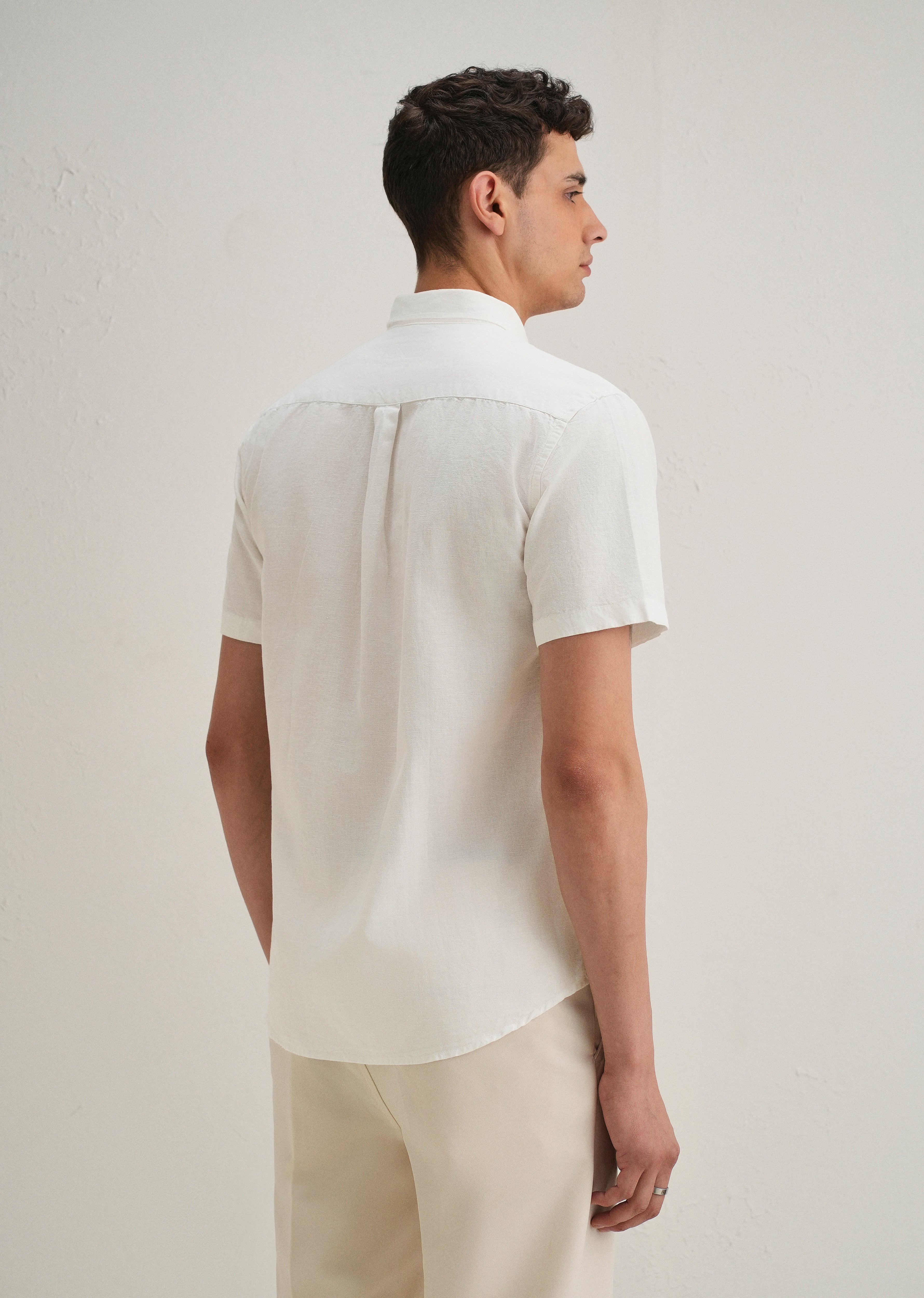 Frost White Cotton Linen Shirt