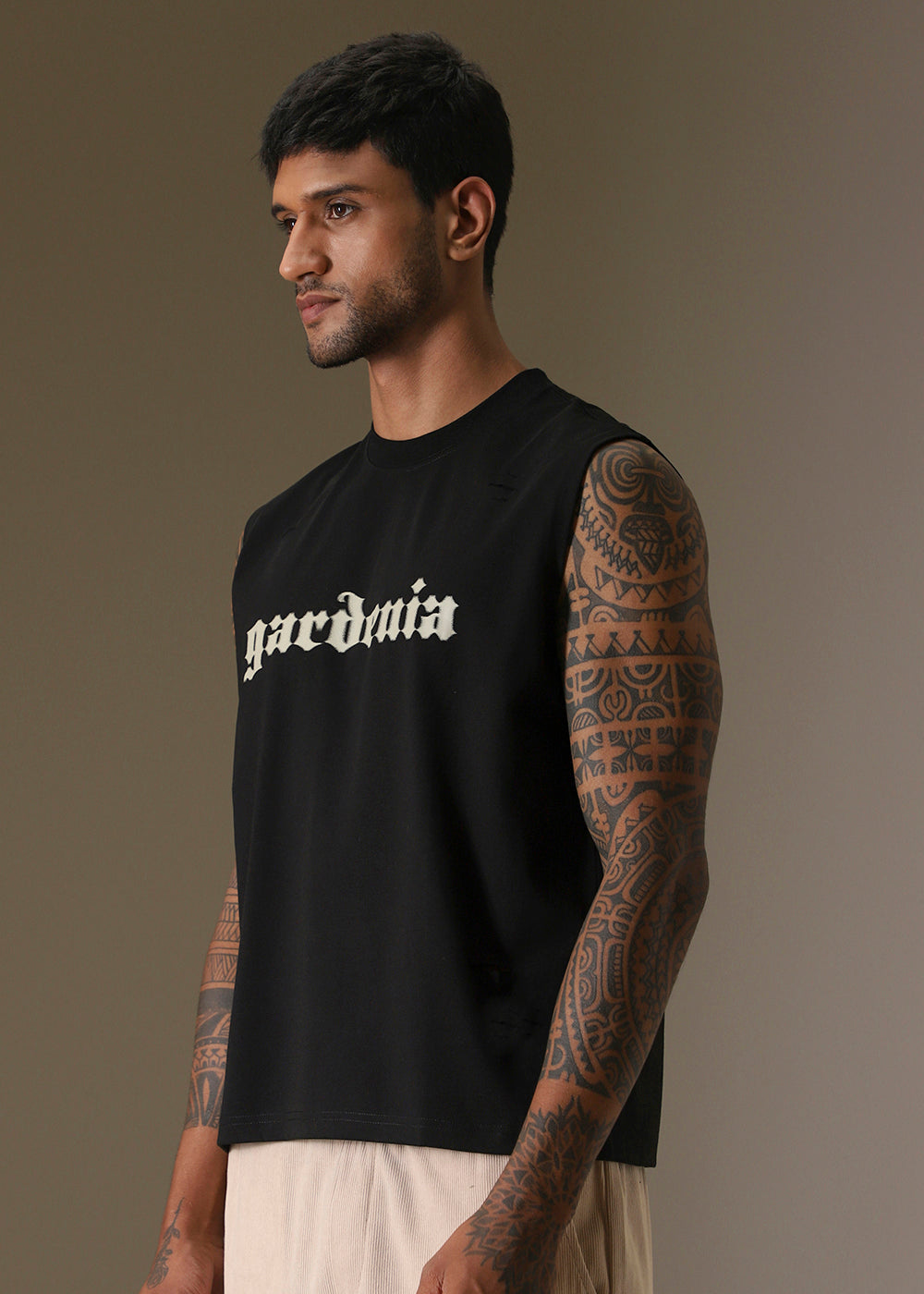 Gardenia Black Ribbed Regular Tank