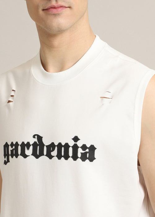 Gardenia Off White Ribbed Regular Tank