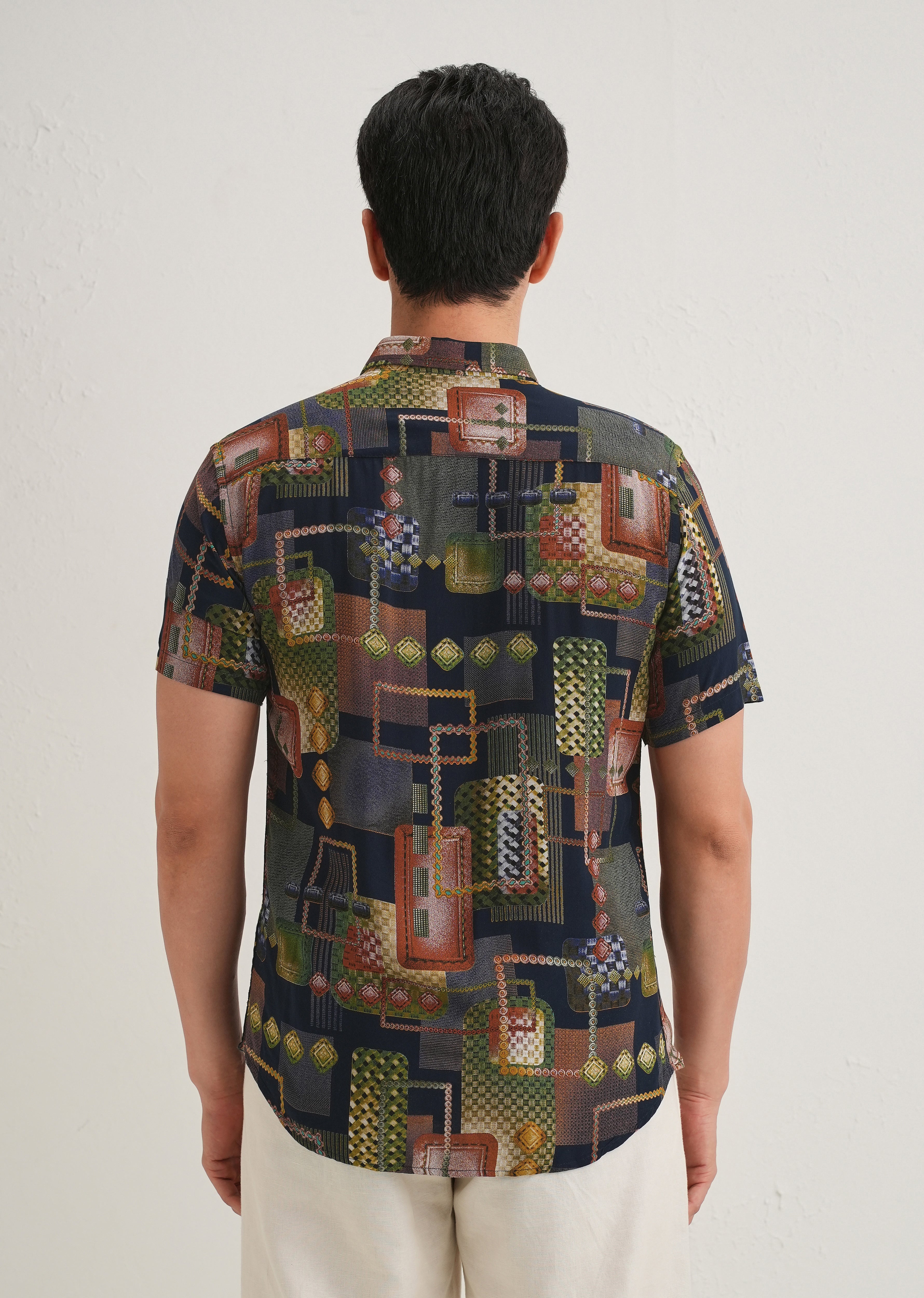 Geo Blue Feather shirt