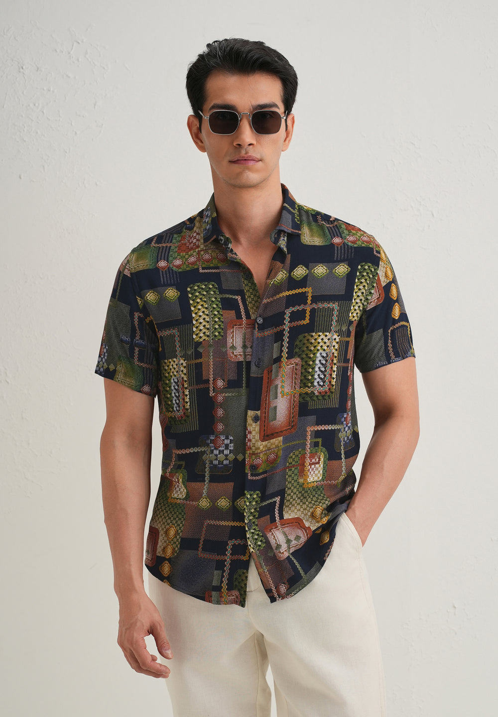 Geo Blue Feather shirt