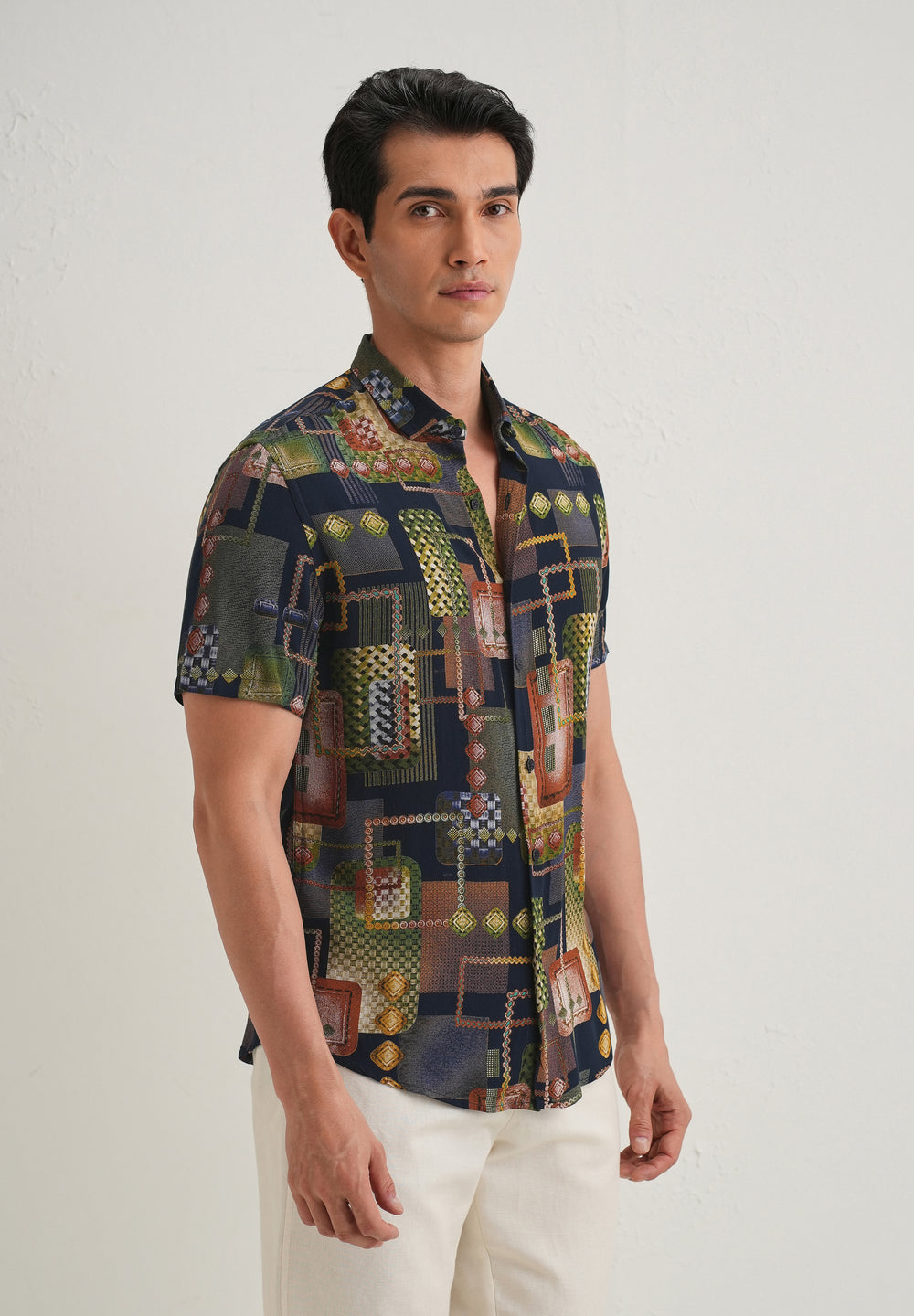 Geo Blue Feather shirt