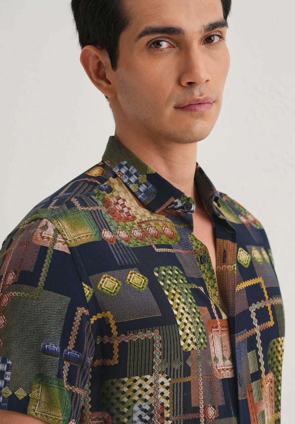 Geo Blue Feather shirt