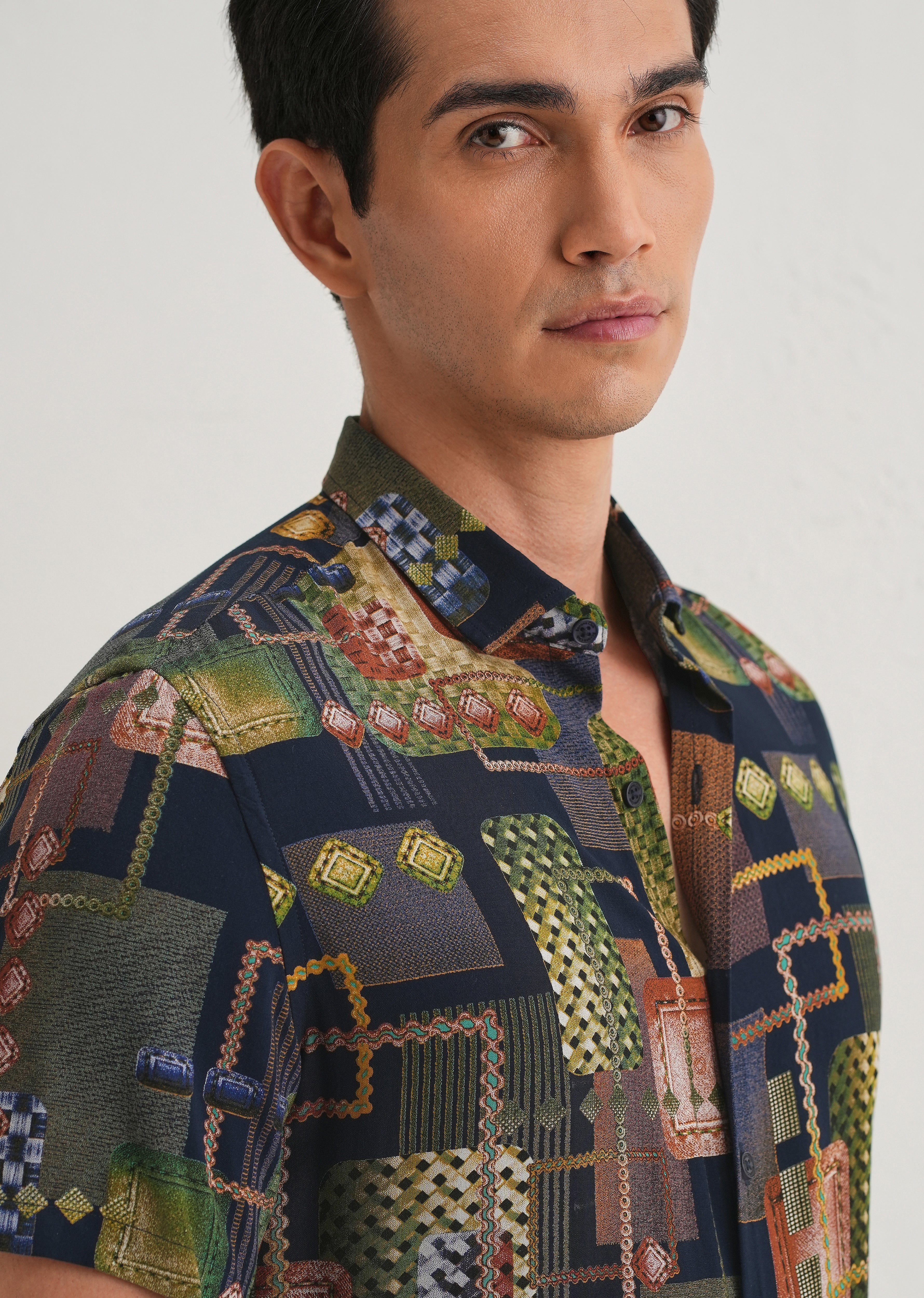 Geo Blue Feather shirt