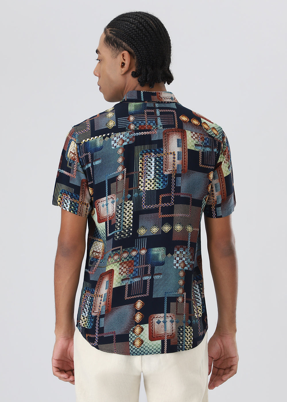 Geo Blue Feather shirt