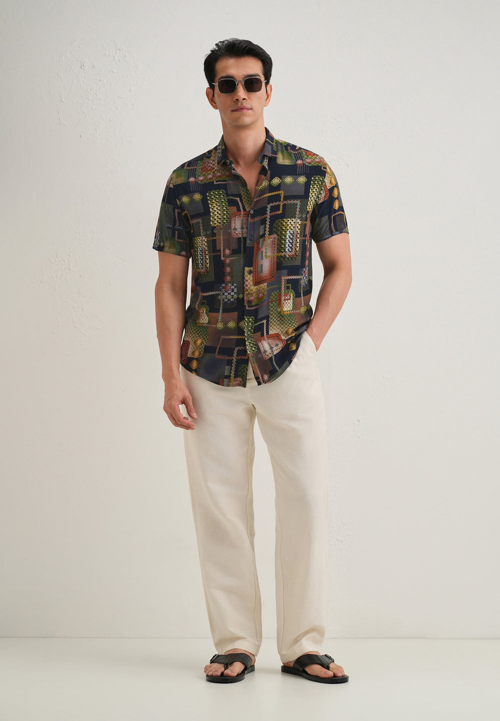 Geo Blue Feather shirt