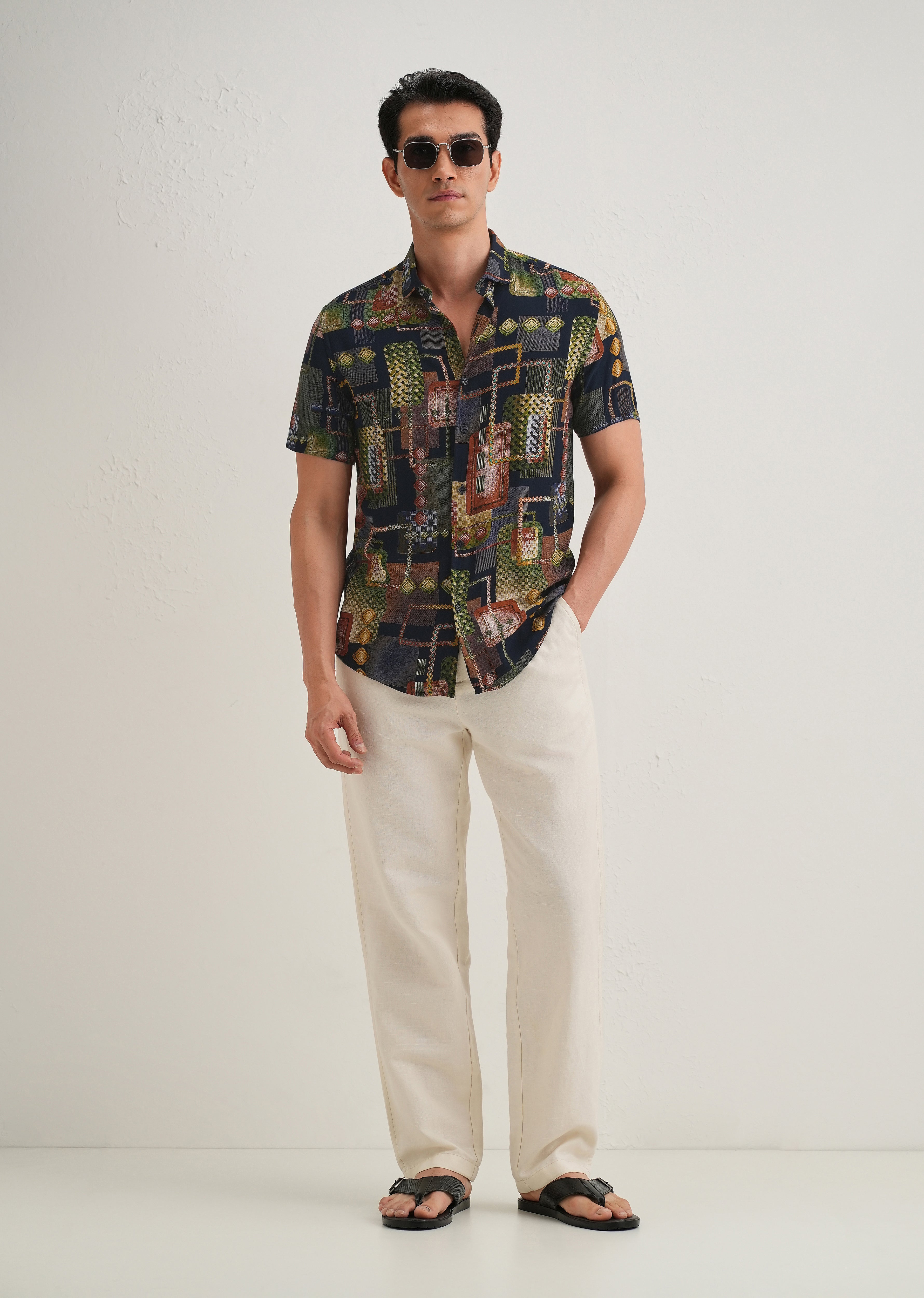 Geo Blue Feather shirt