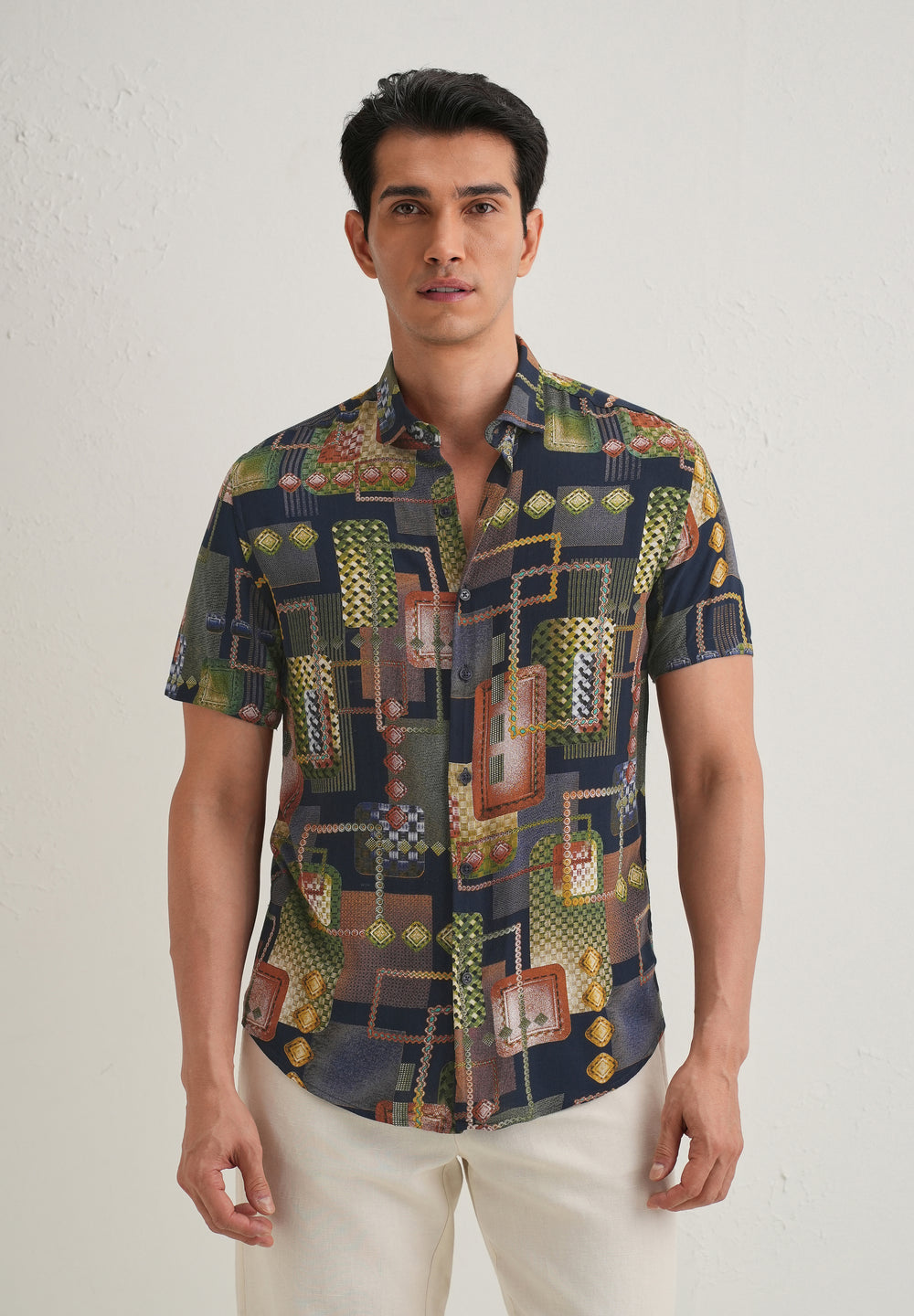 Geo Blue Feather shirt