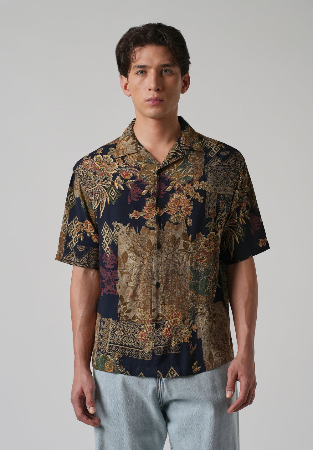 Geo Floral Oversized Feather Shirt