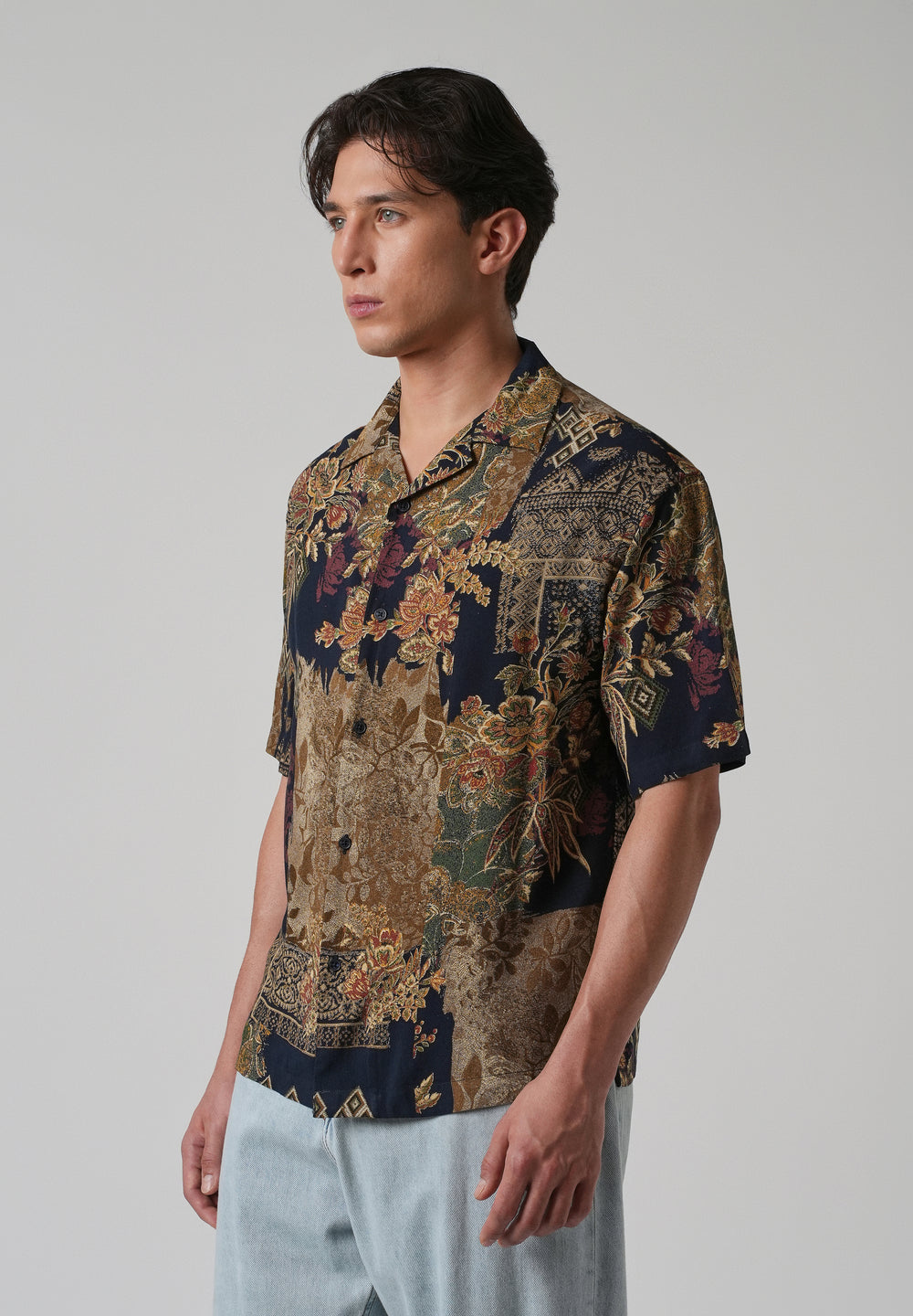 Geo Floral Oversized Feather Shirt