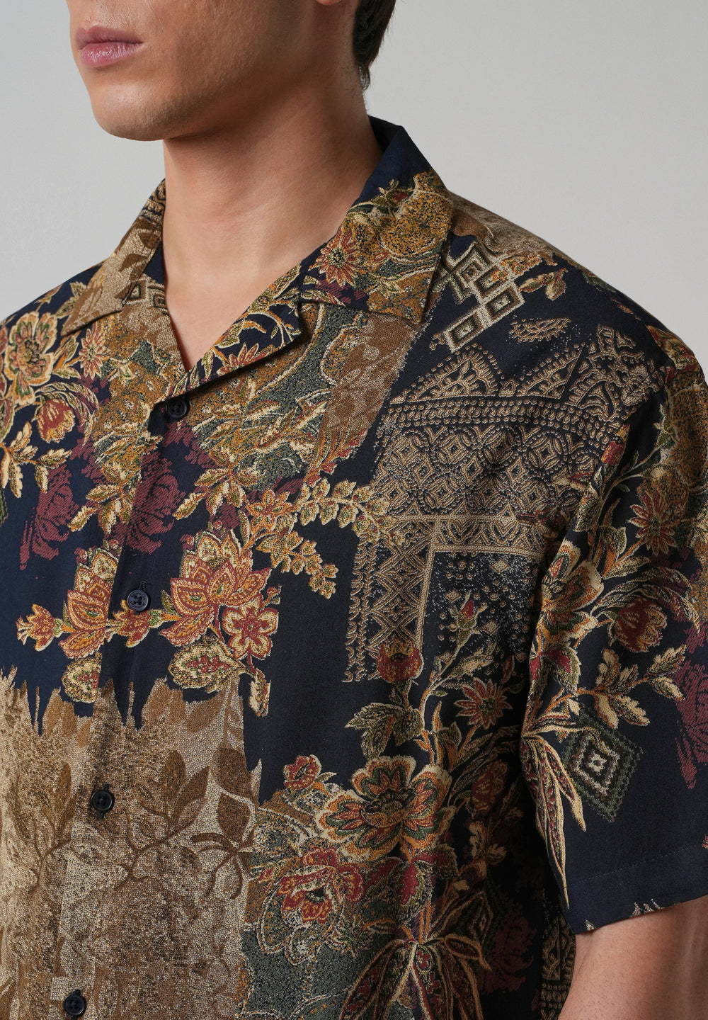 Geo Floral Oversized Feather Shirt