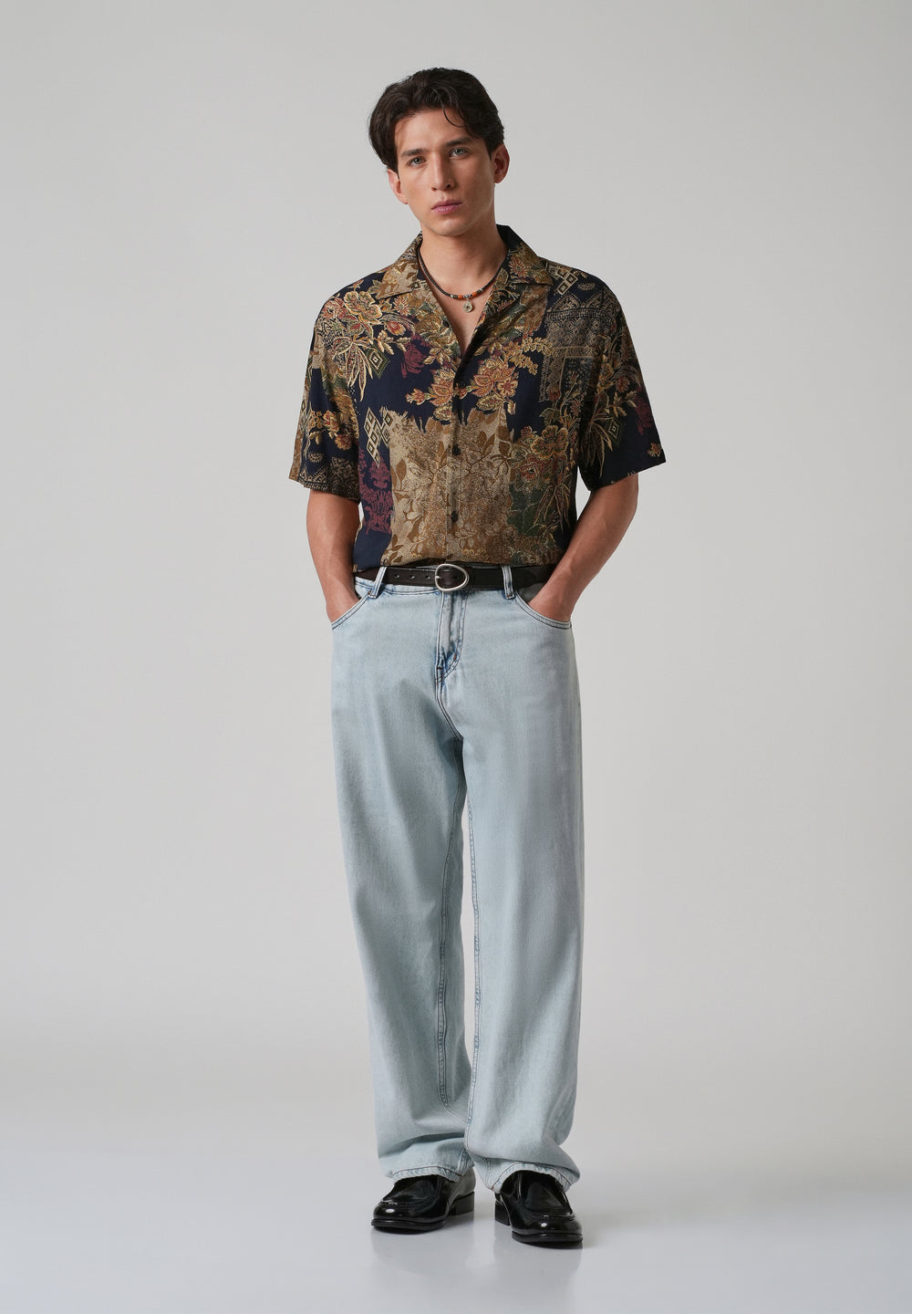 Geo Floral Oversized Feather Shirt