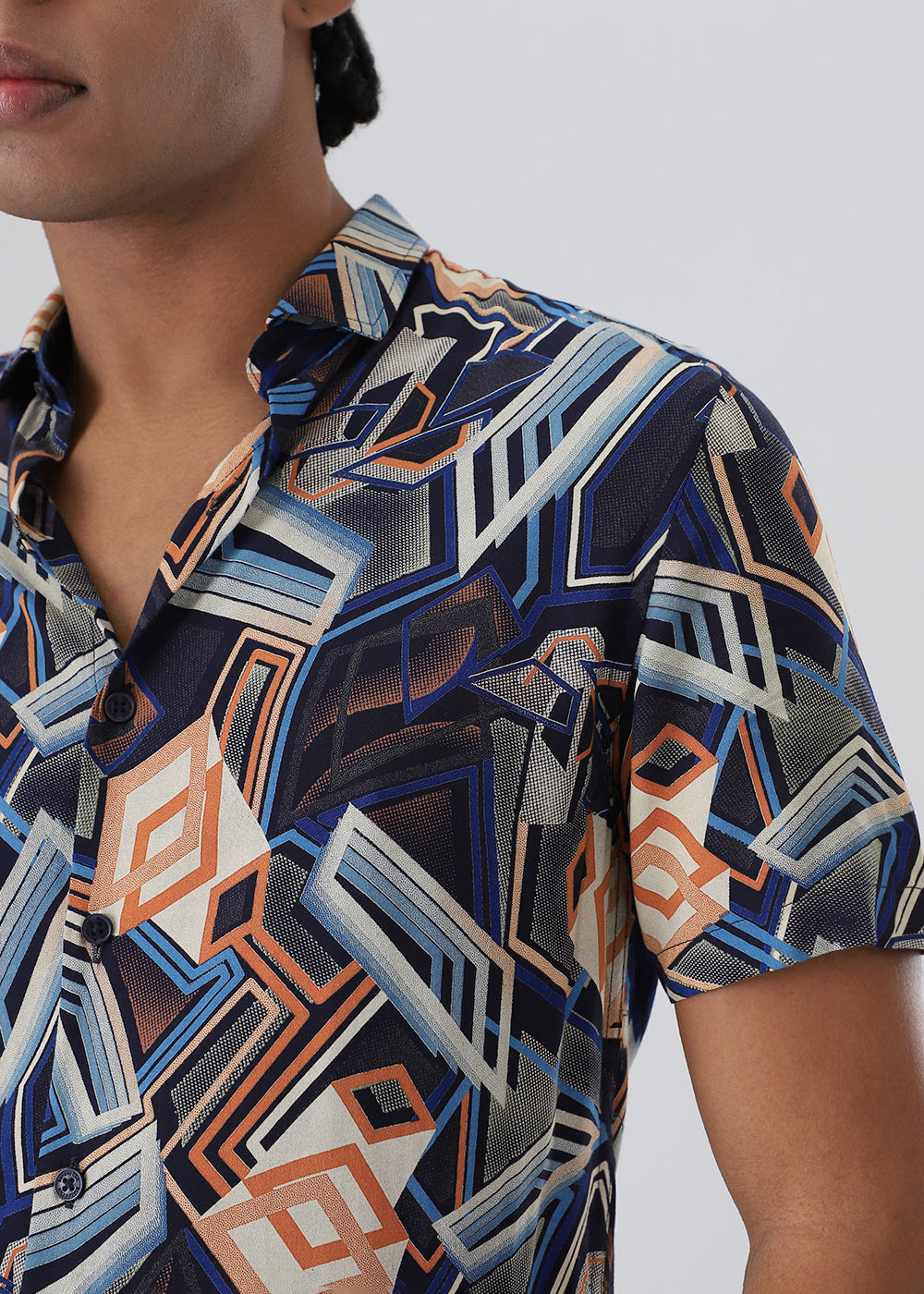 Geometric Blue Feather shirt