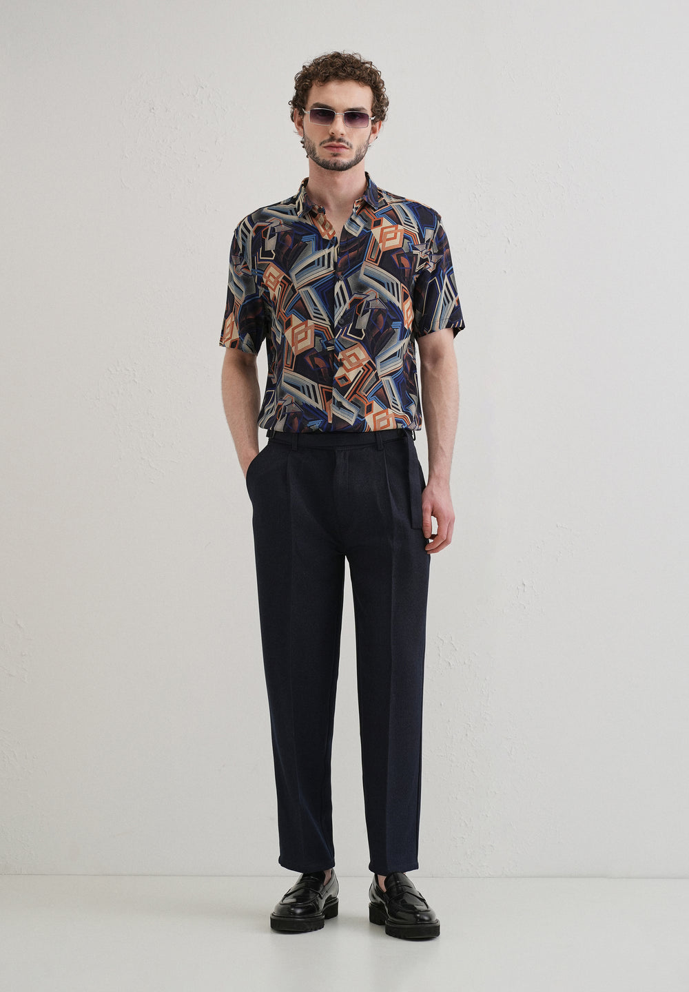 Geometric Blue Feather shirt