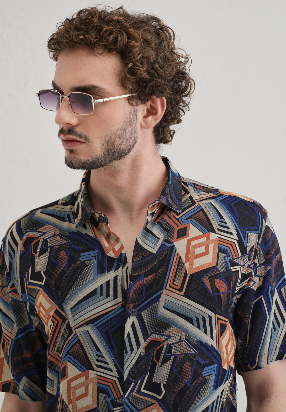 Geometric Blue Feather shirt