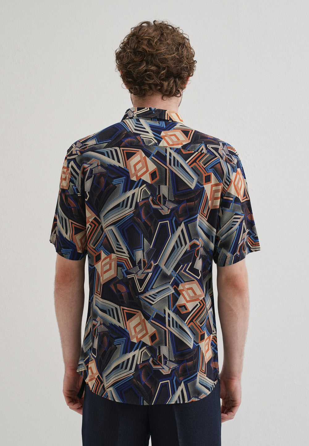 Geometric Blue Feather shirt
