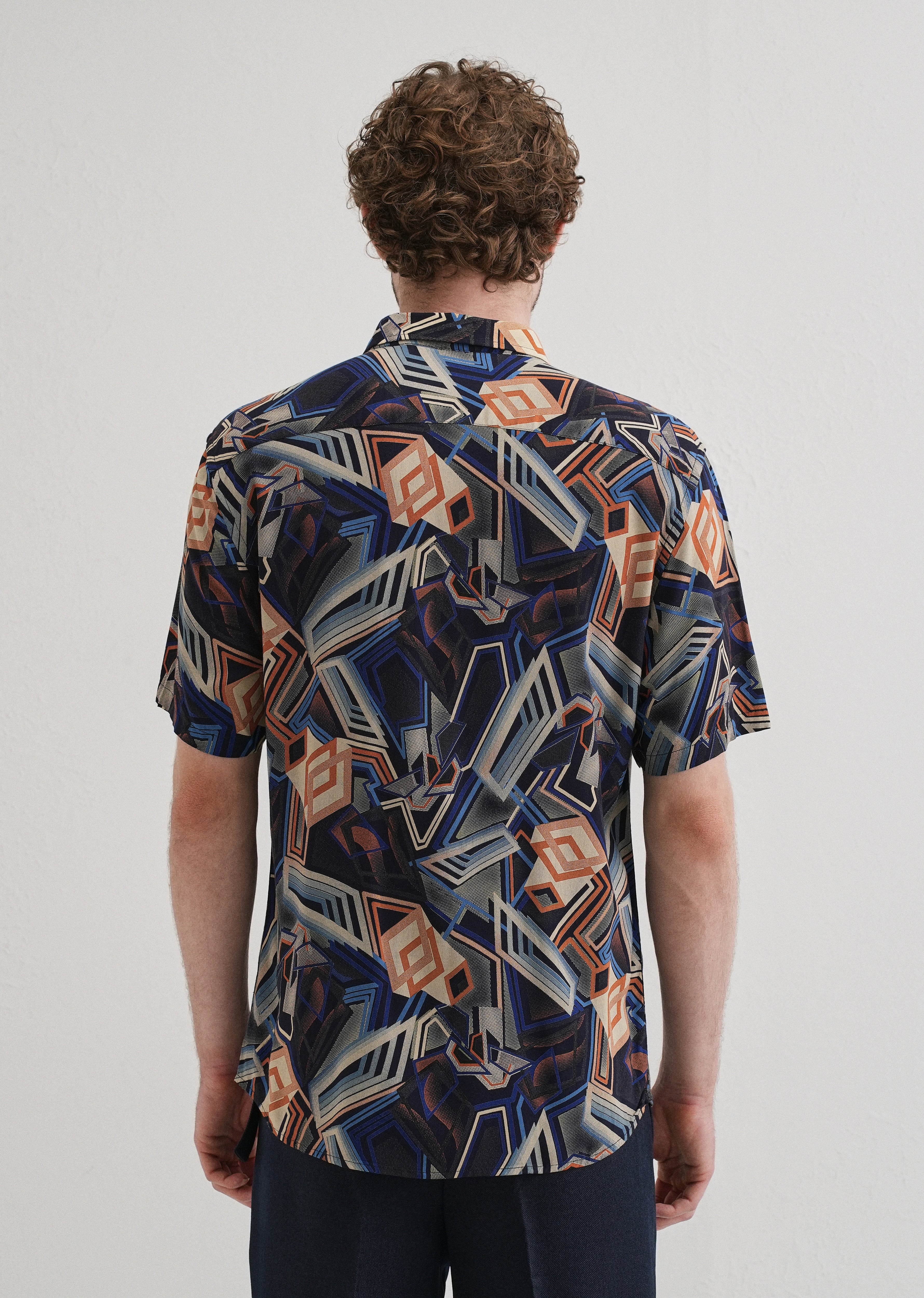 Geometric Blue Feather shirt
