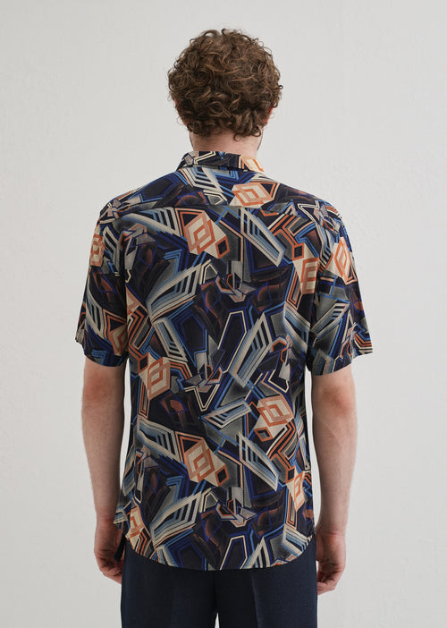 Geometric Blue Feather shirt
