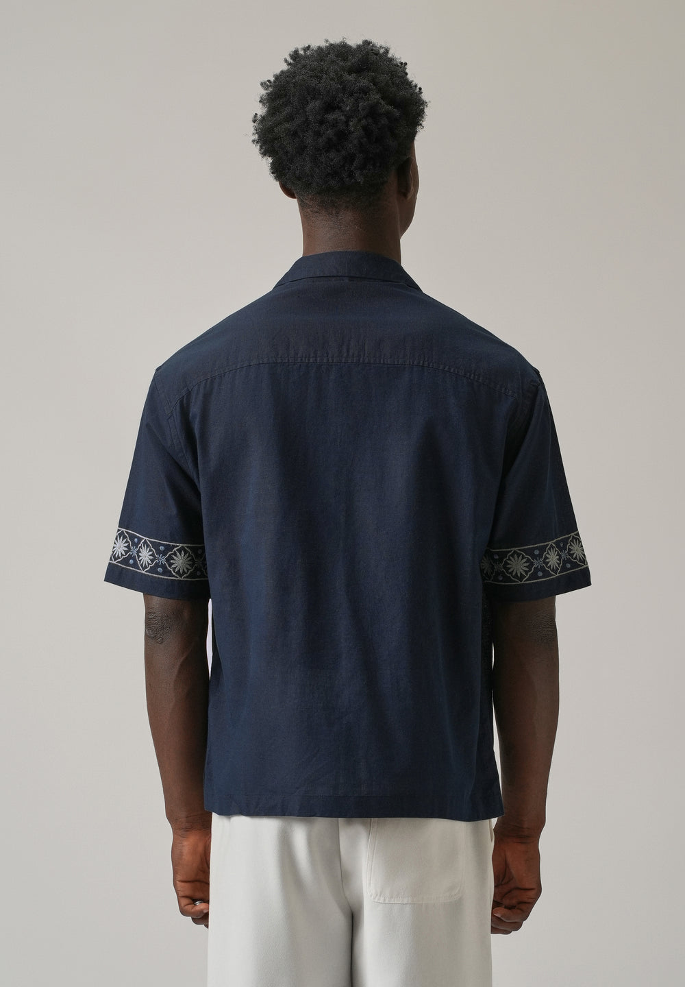 Geometric Embroidery Linen Shirt