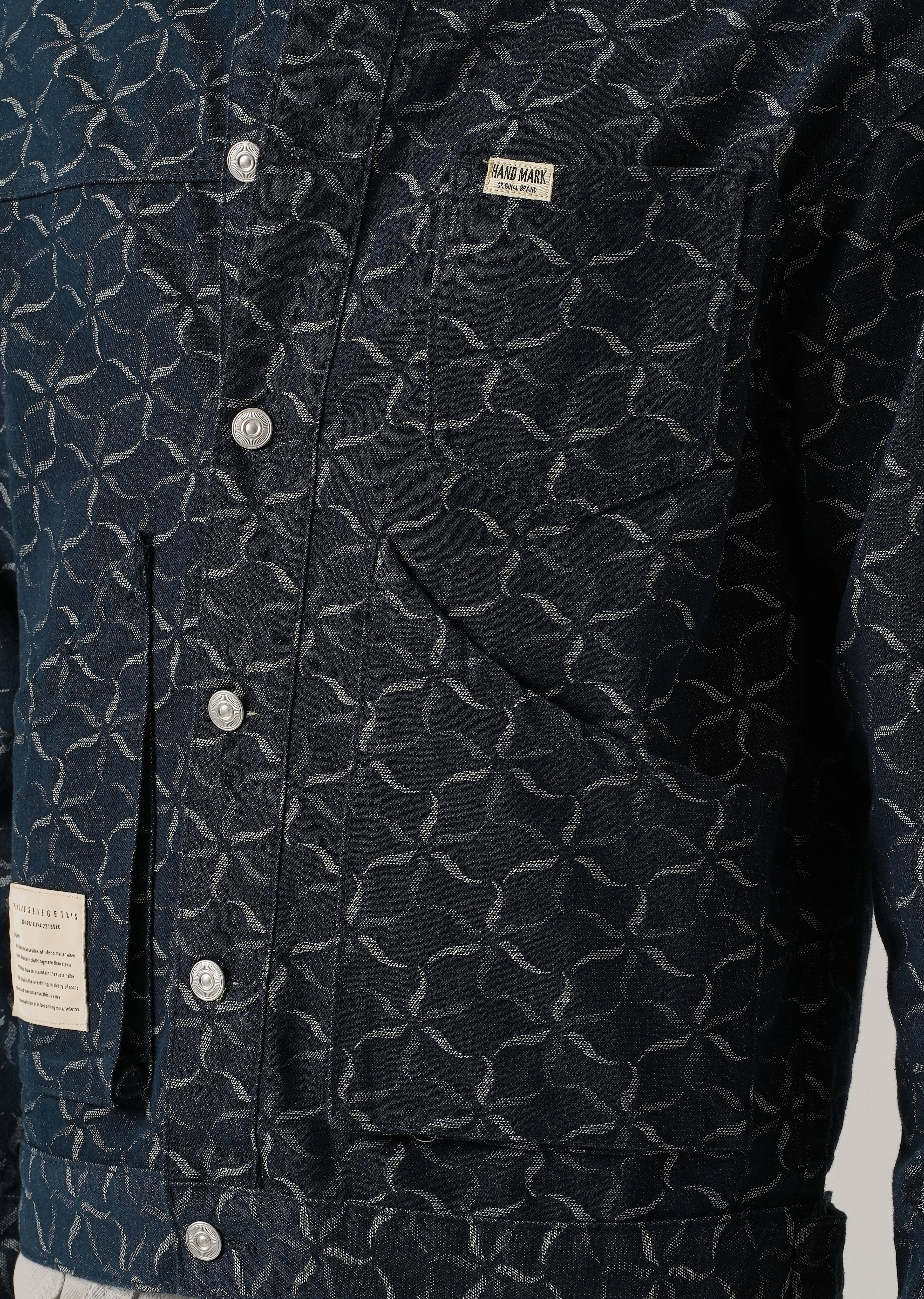 Geometric Floral Denim Jacquard Jacket