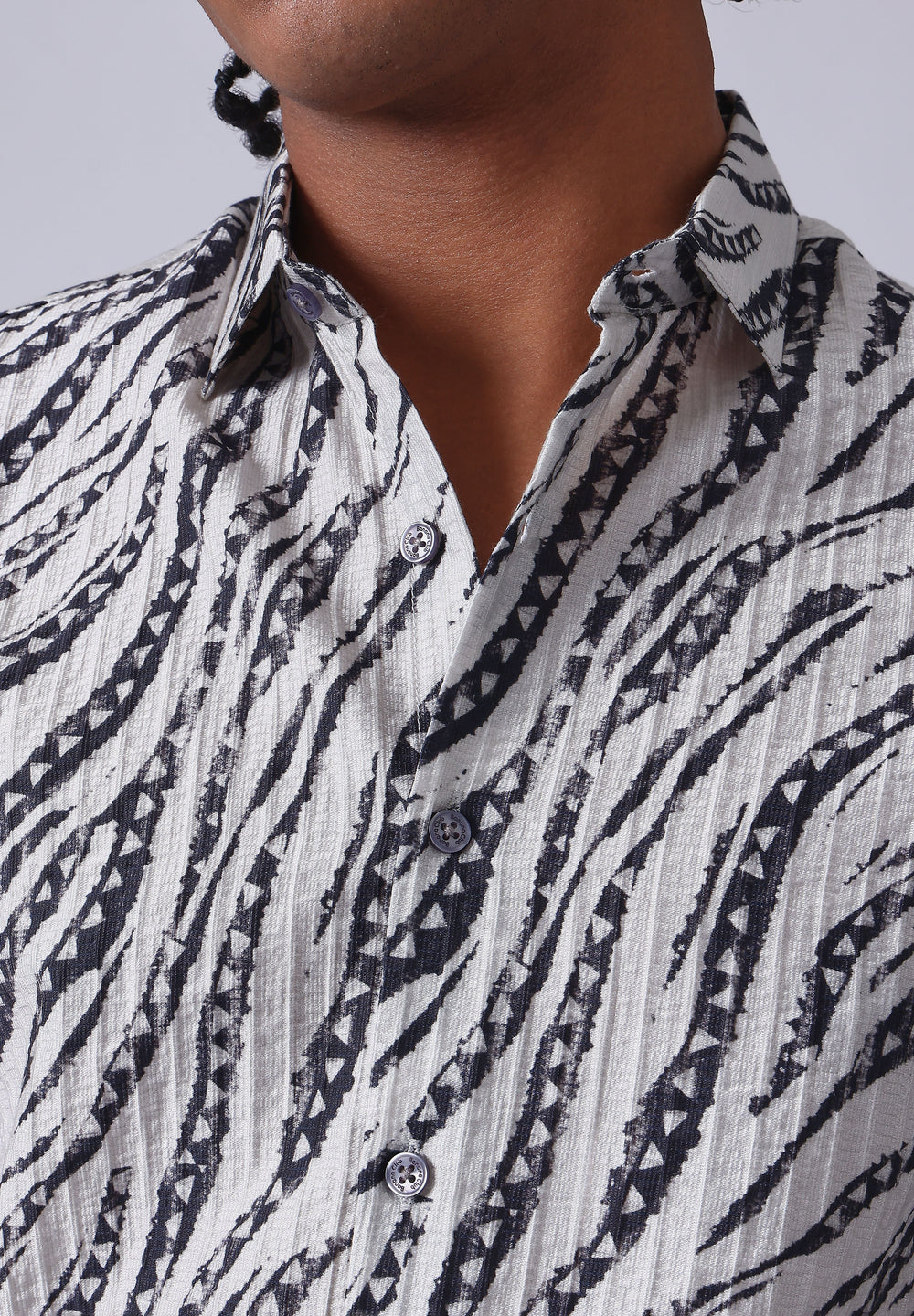 Geometric Fusion White Printed shirt