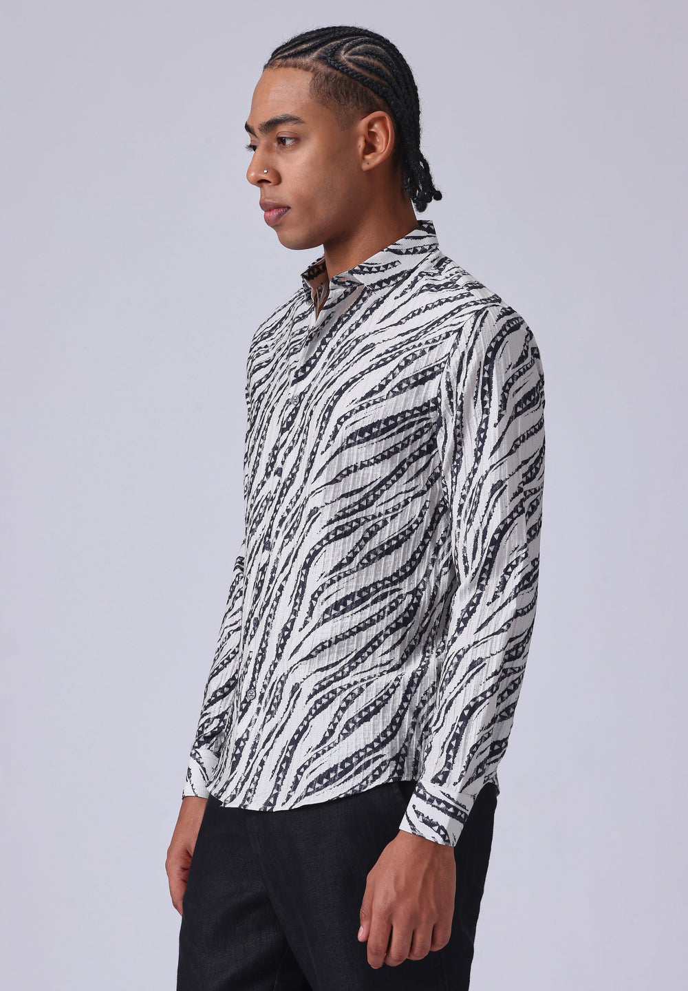 Geometric Fusion White Printed shirt