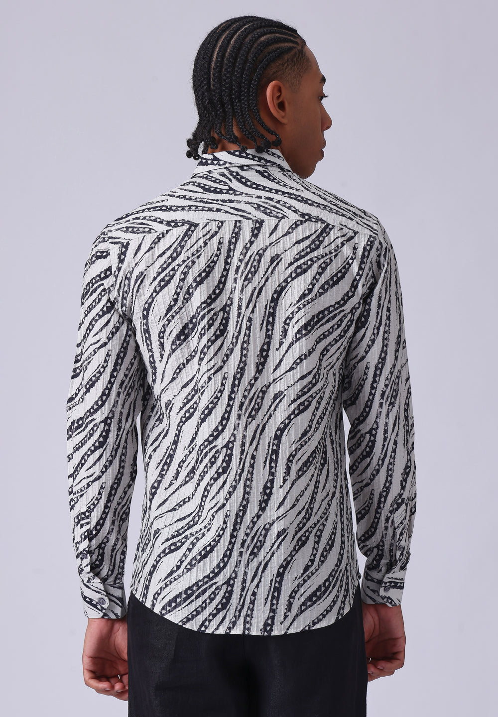 Geometric Fusion White Printed shirt