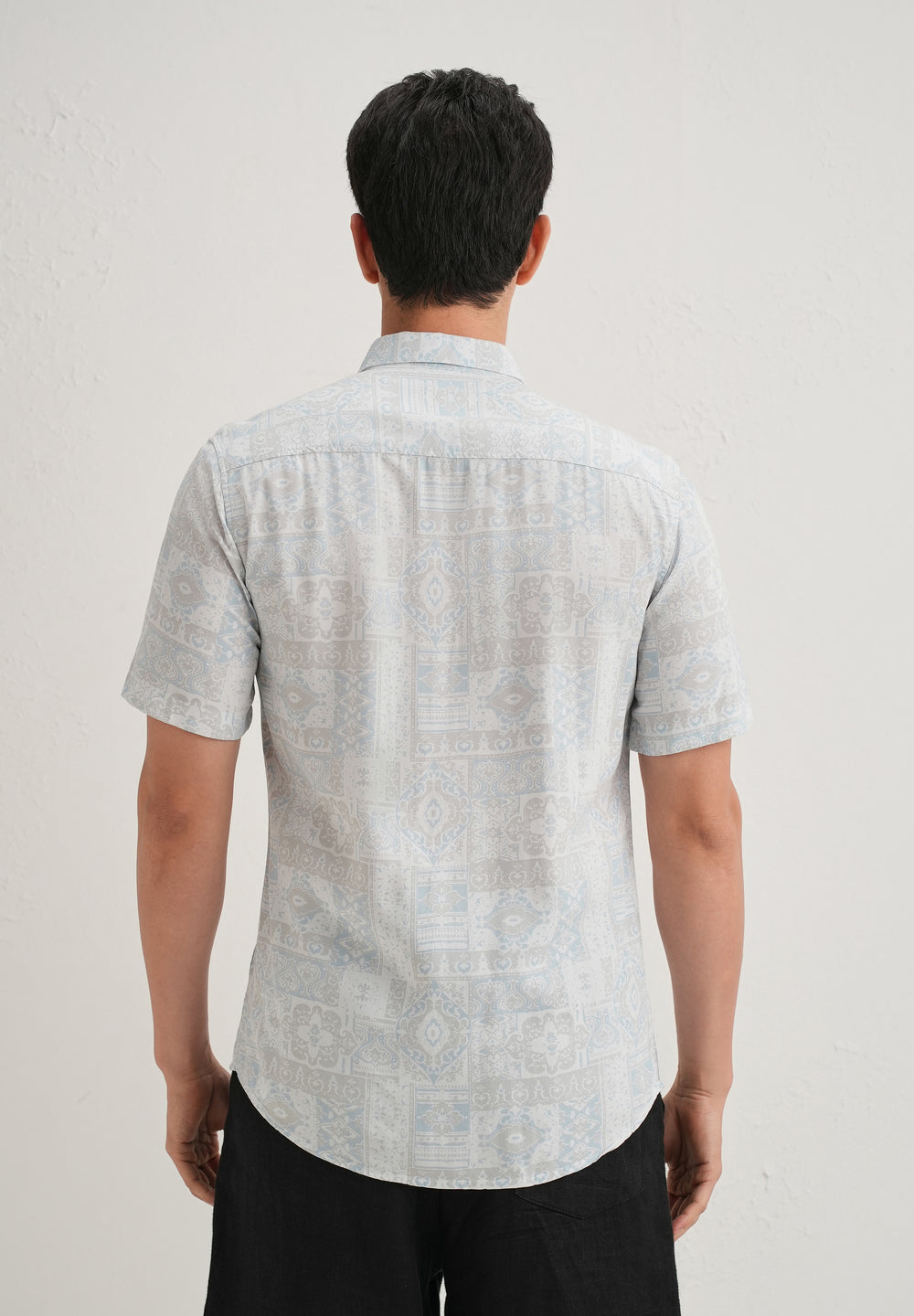 Geometric Print Blue Shirt