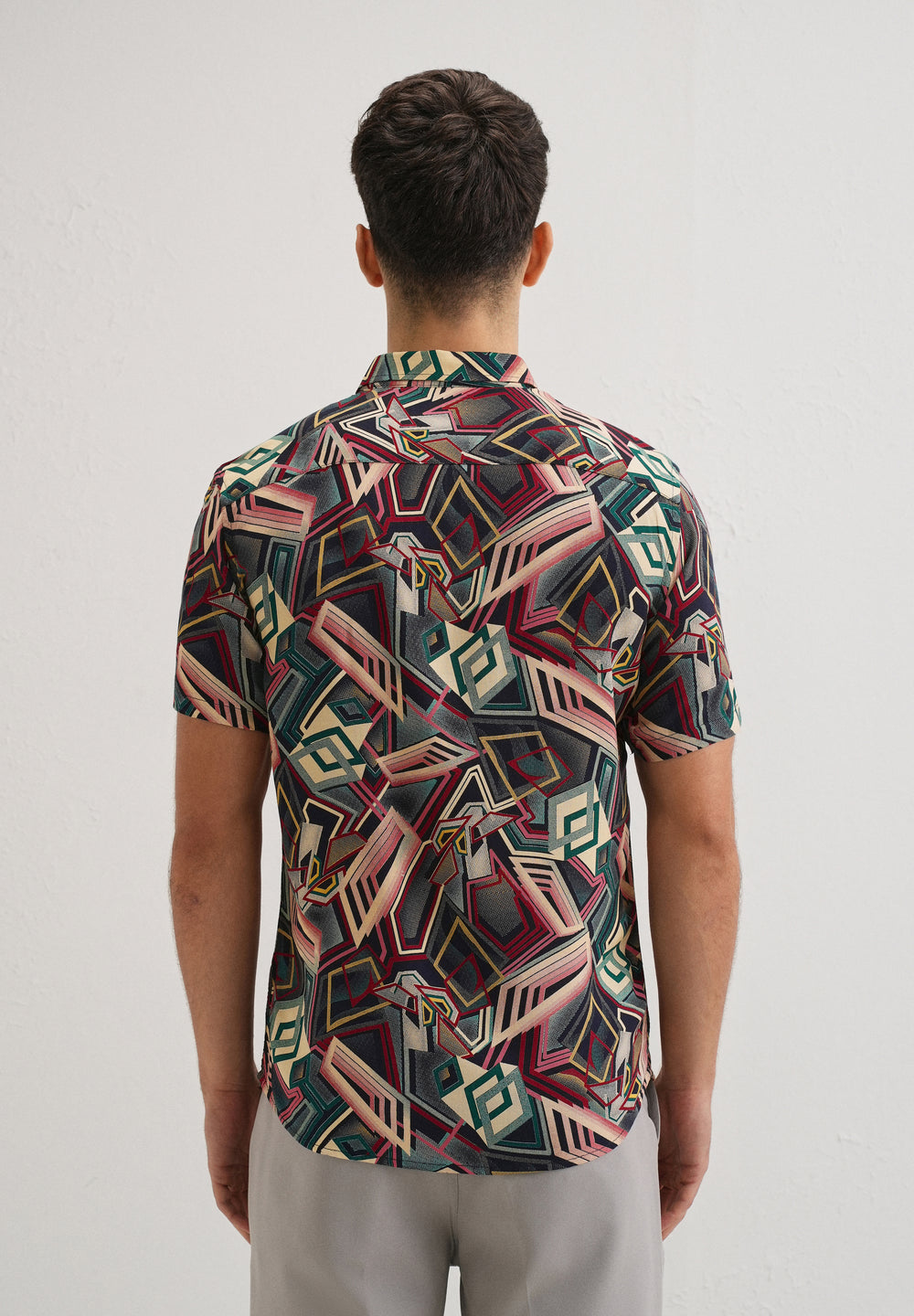 Geometric Red Feather shirt