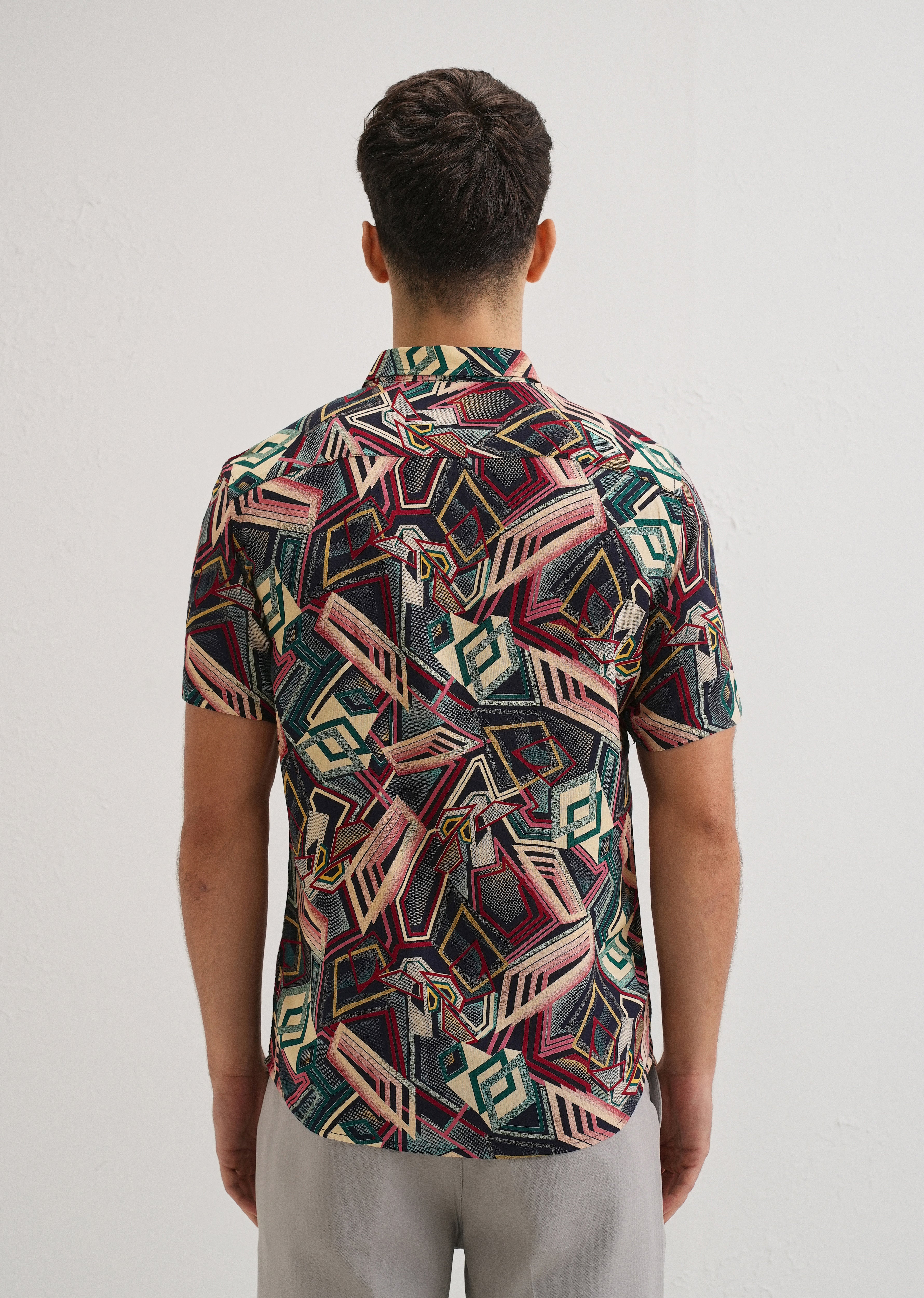 Geometric Red Feather shirt