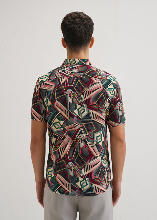 Geometric Red Feather shirt