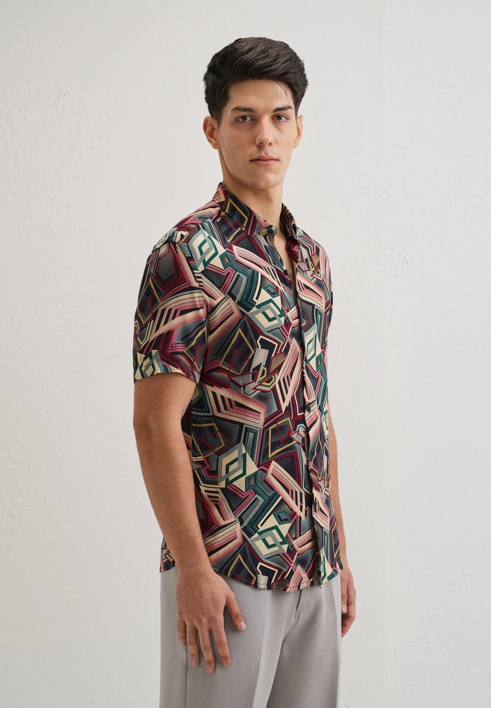 Geometric Red Feather shirt