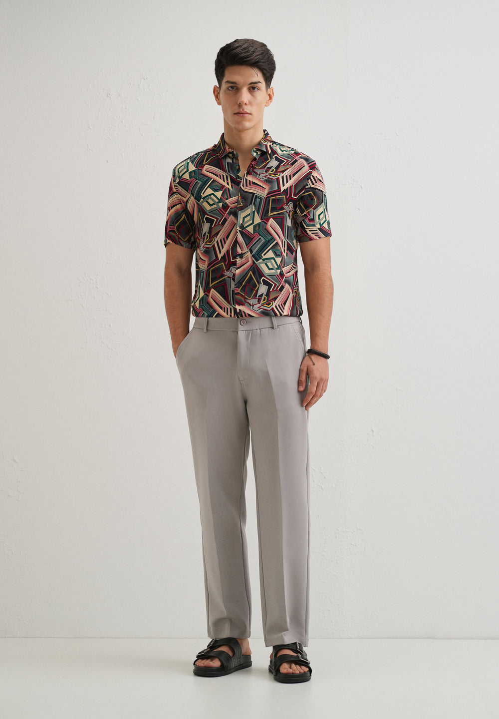 Geometric Red Feather shirt