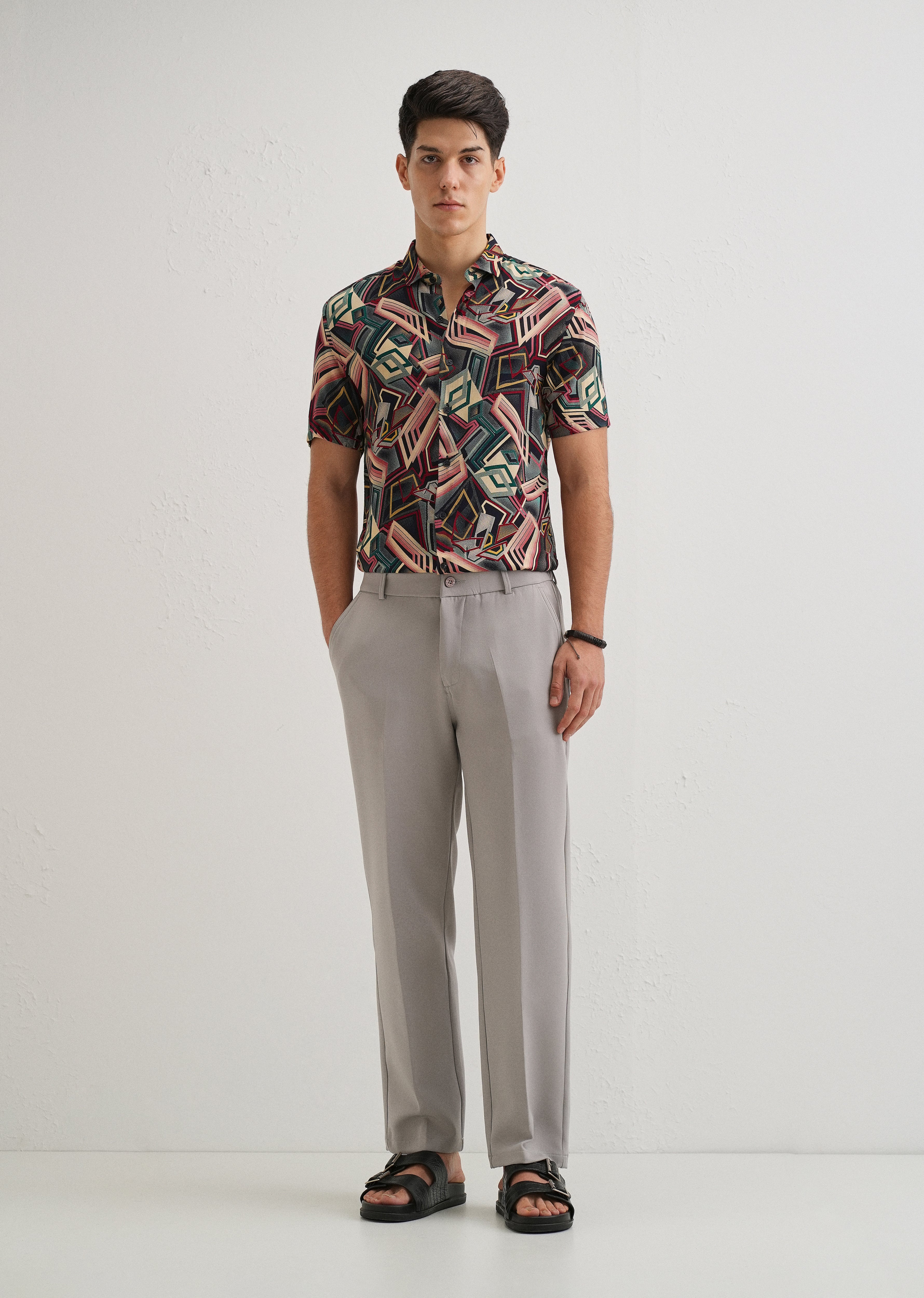 Geometric Red Feather shirt