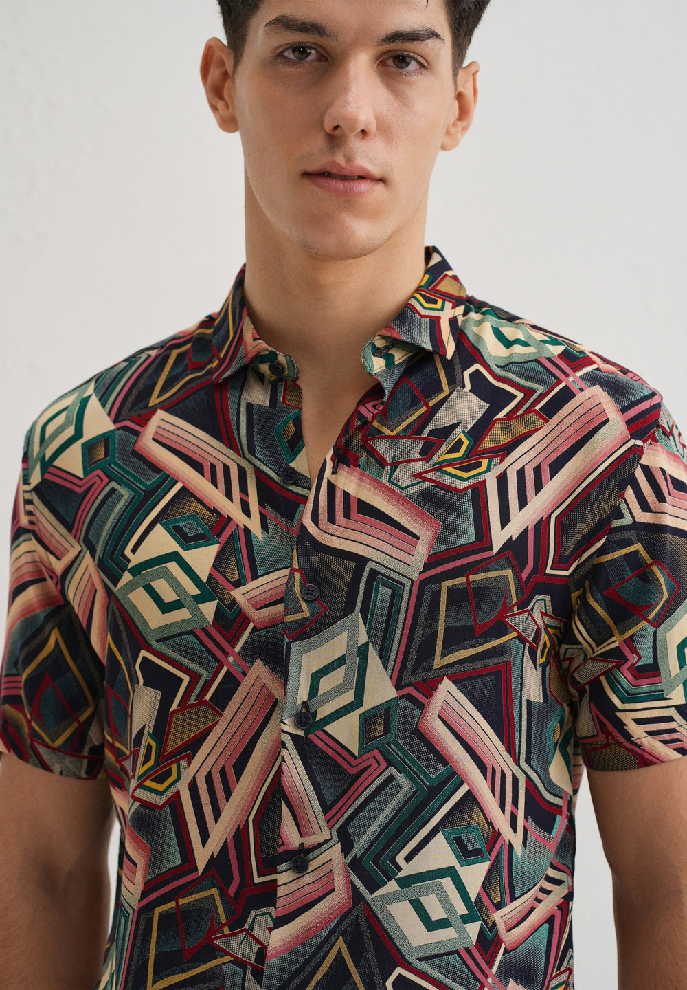 Geometric Red Feather shirt