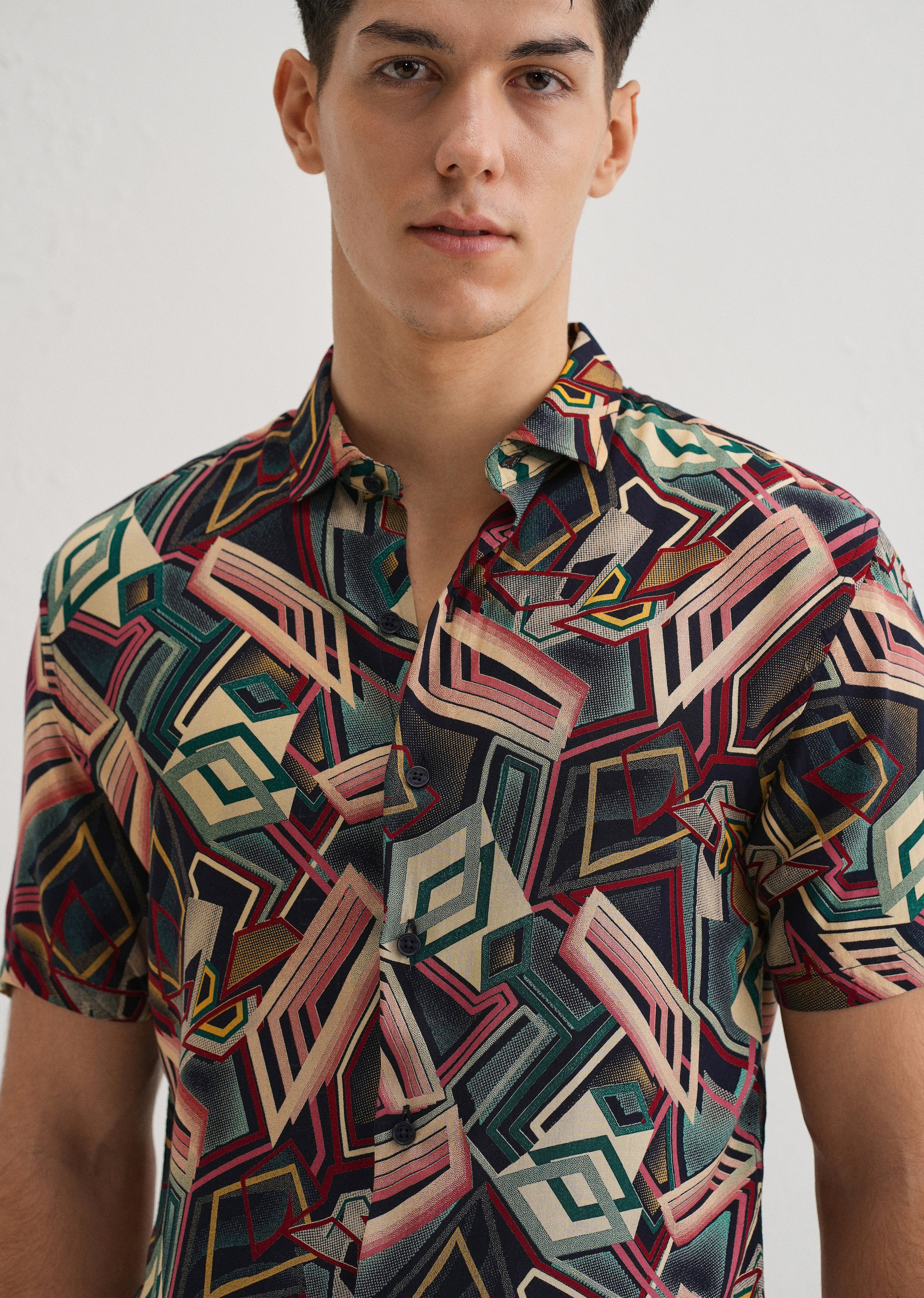 Geometric Red Feather shirt