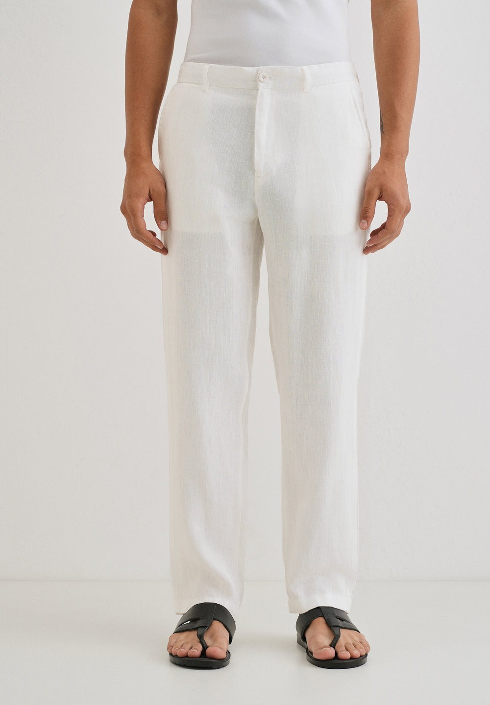 Glacier White Linen pant
