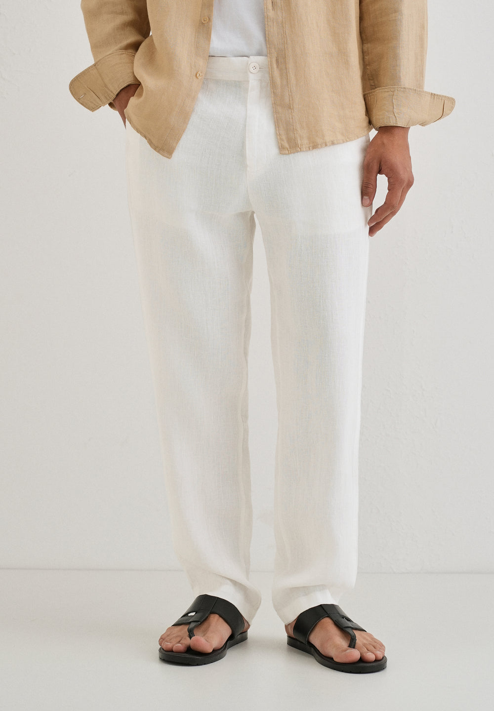 Glacier White Linen pant