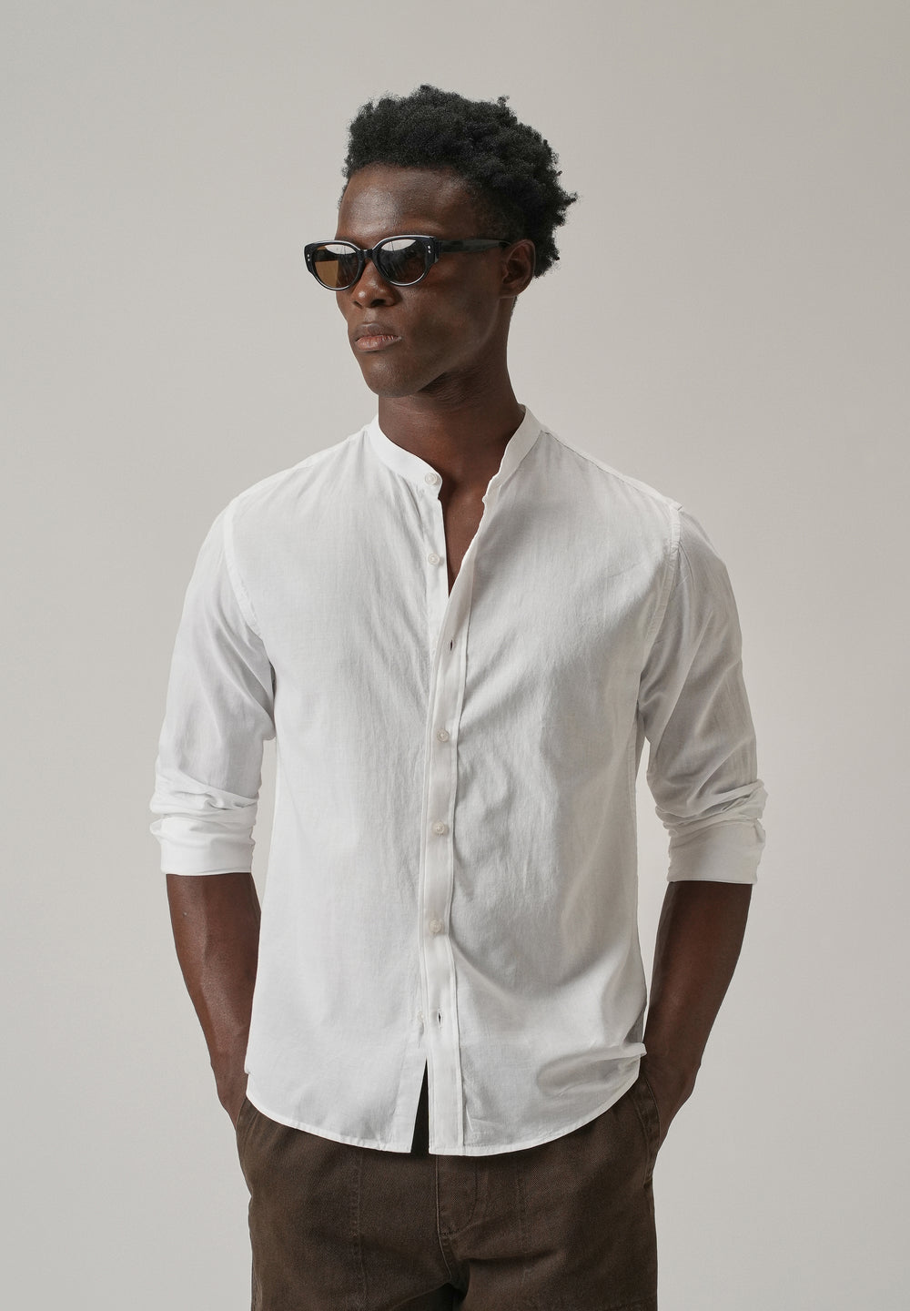 Glaze White Plain Cotton Shirt