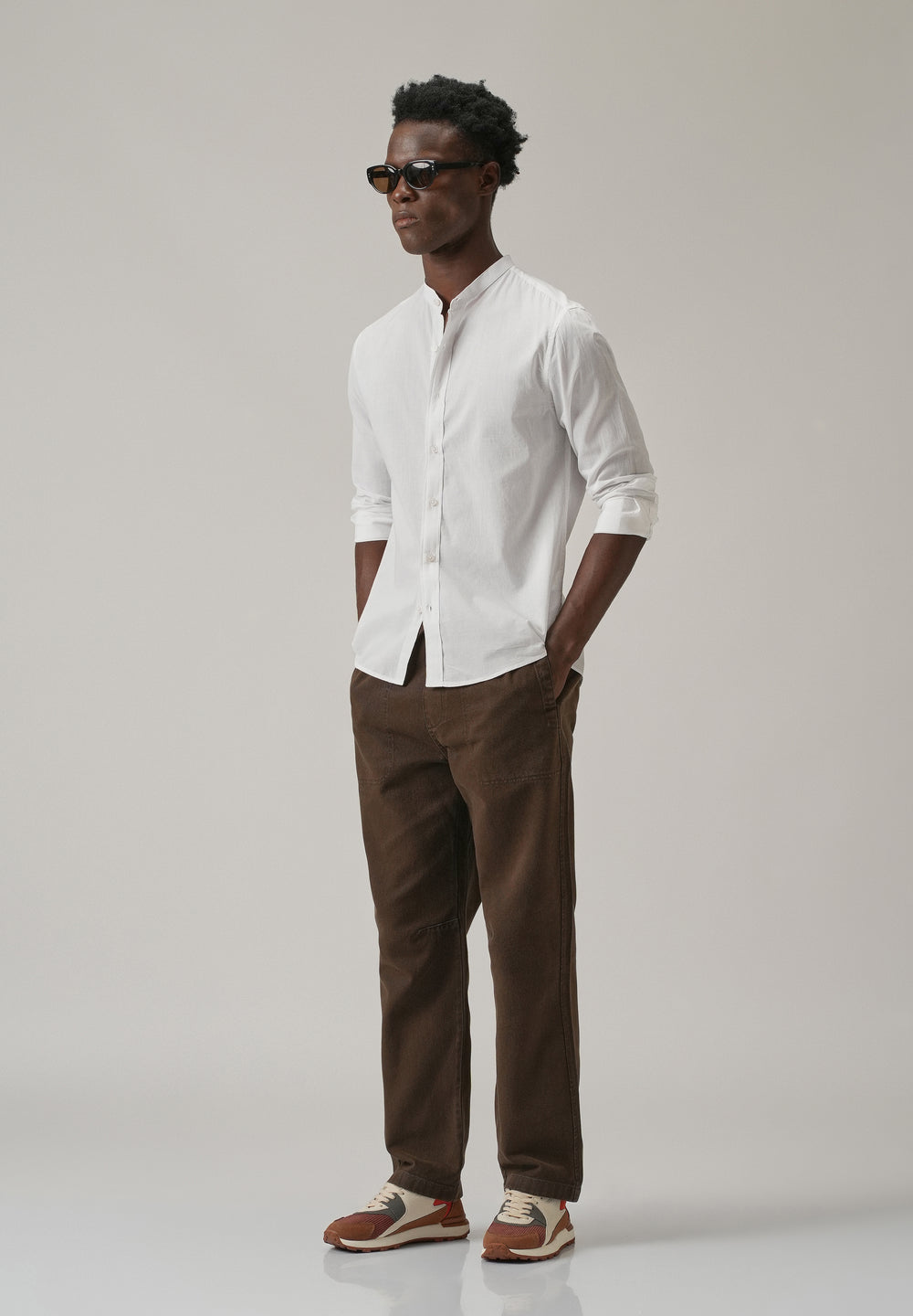 Glaze White Plain Cotton Shirt