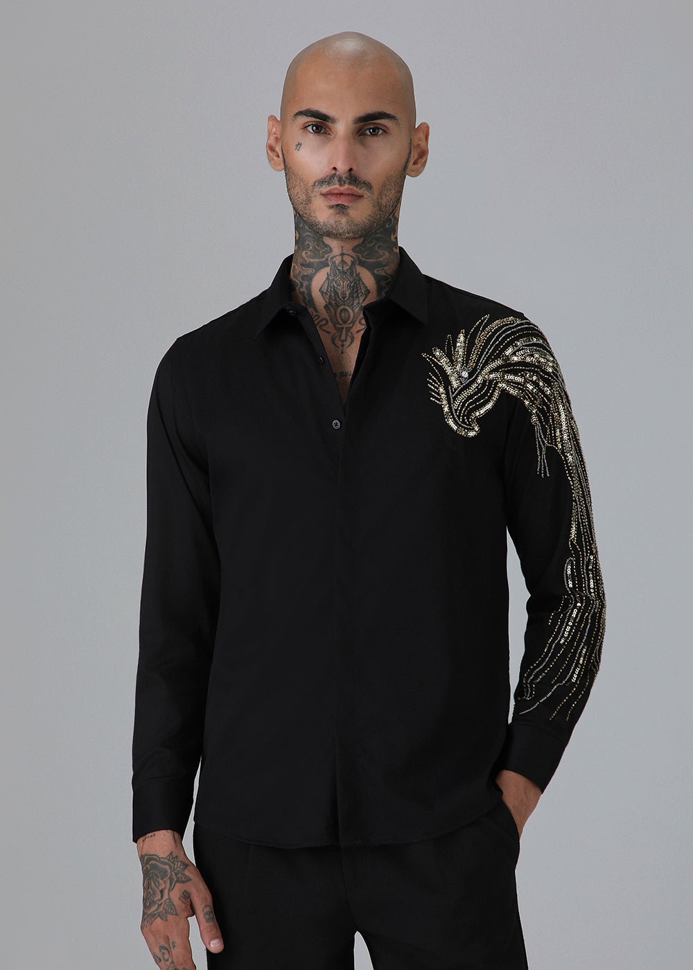 Gold Eagle Black Designer Shirt