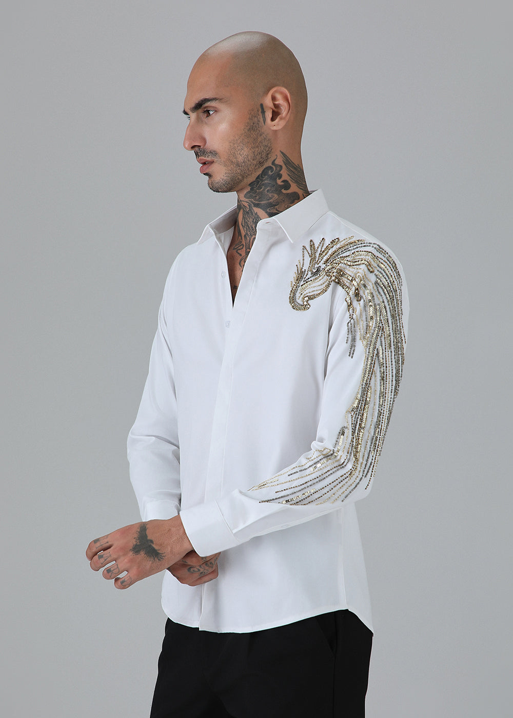 Gold Eagle White Designer Shirt