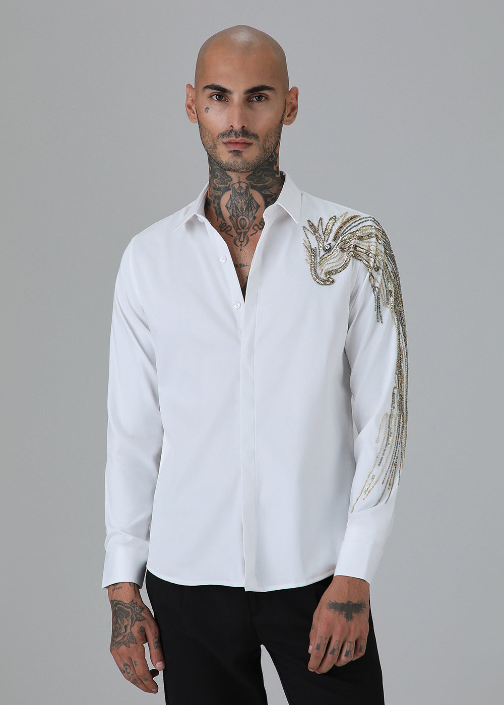 Gold Eagle White Designer Shirt