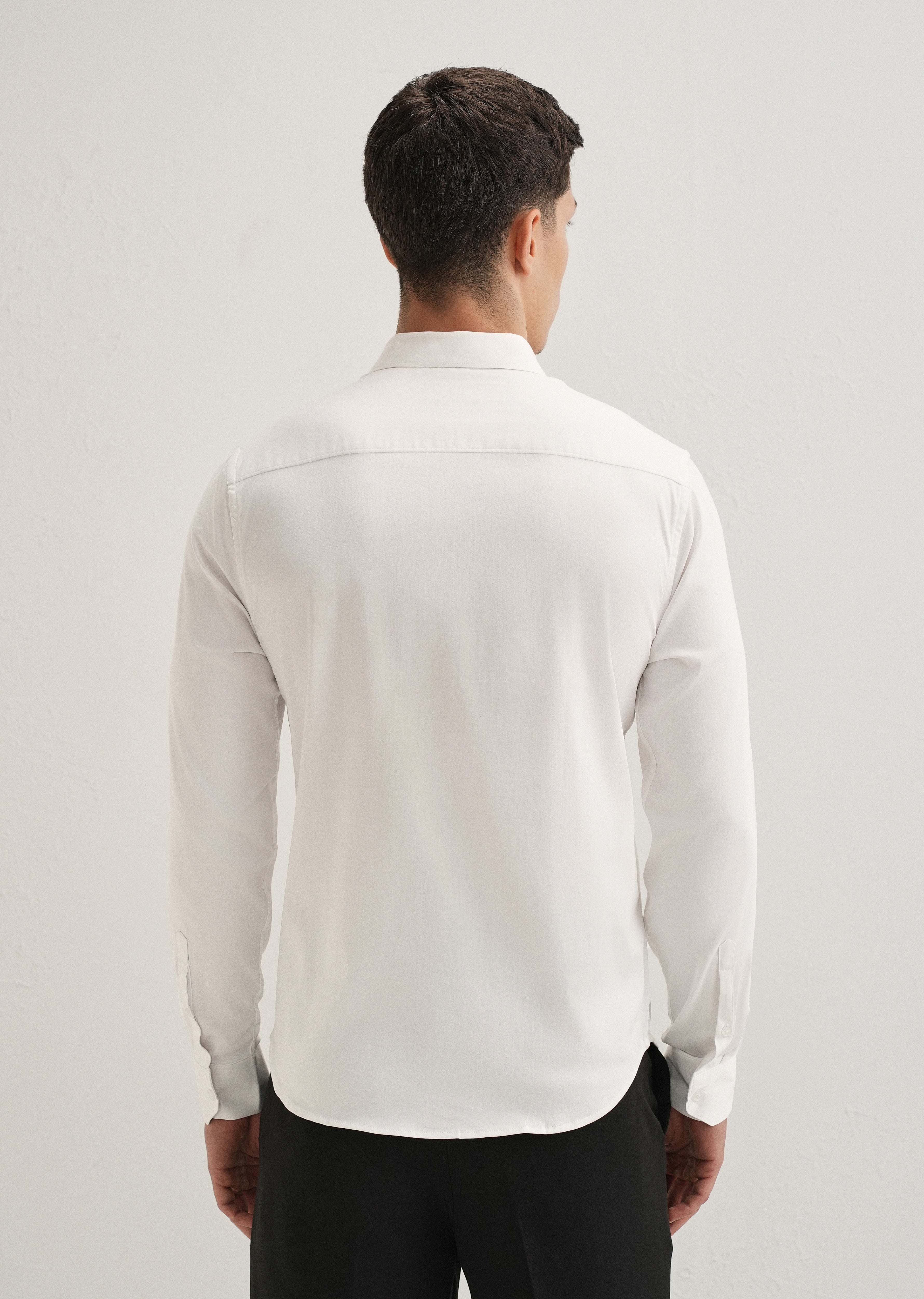 Gold Embellished Collar White Designer Shirt