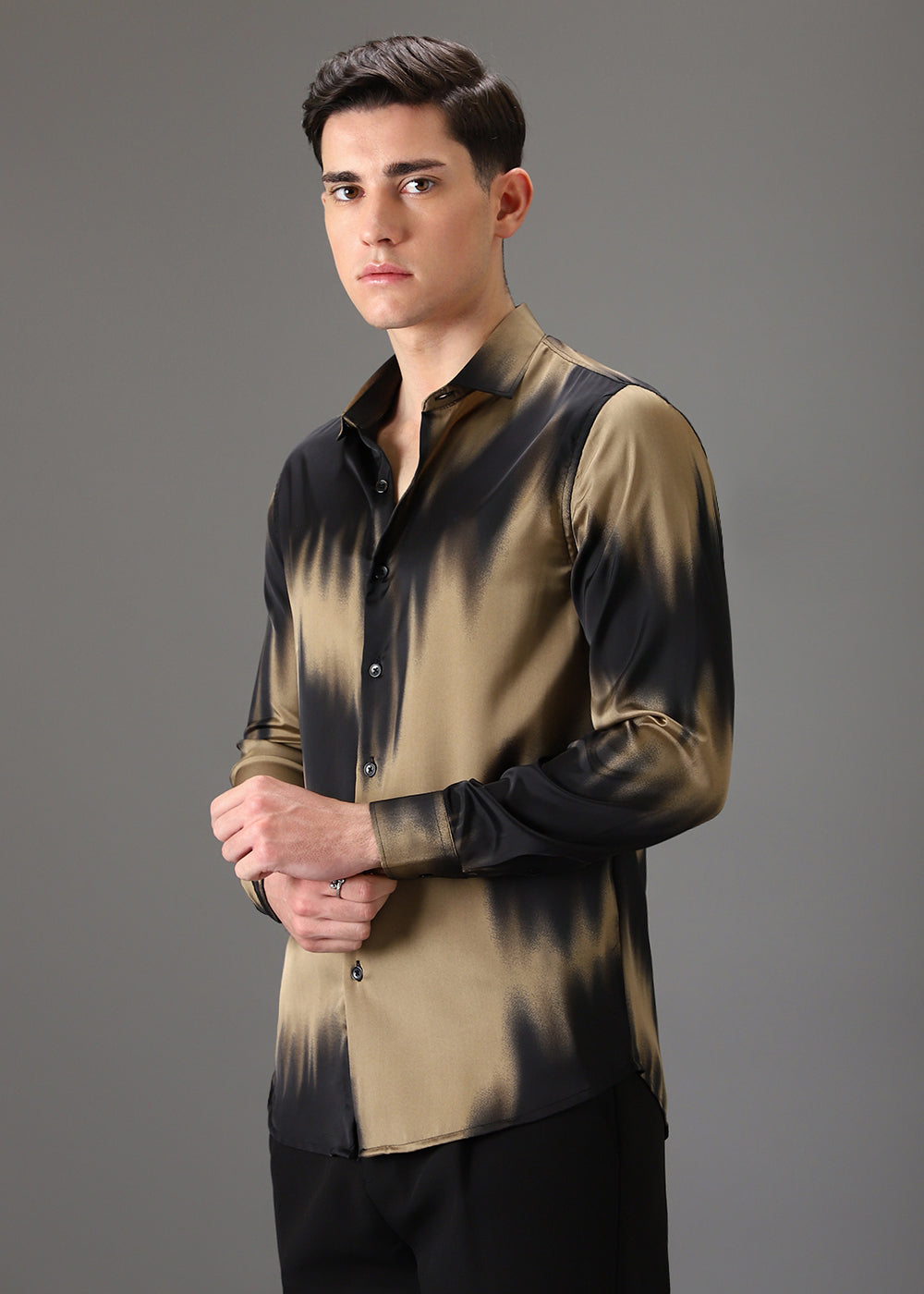 Golden Black Abstract Printed Shirt