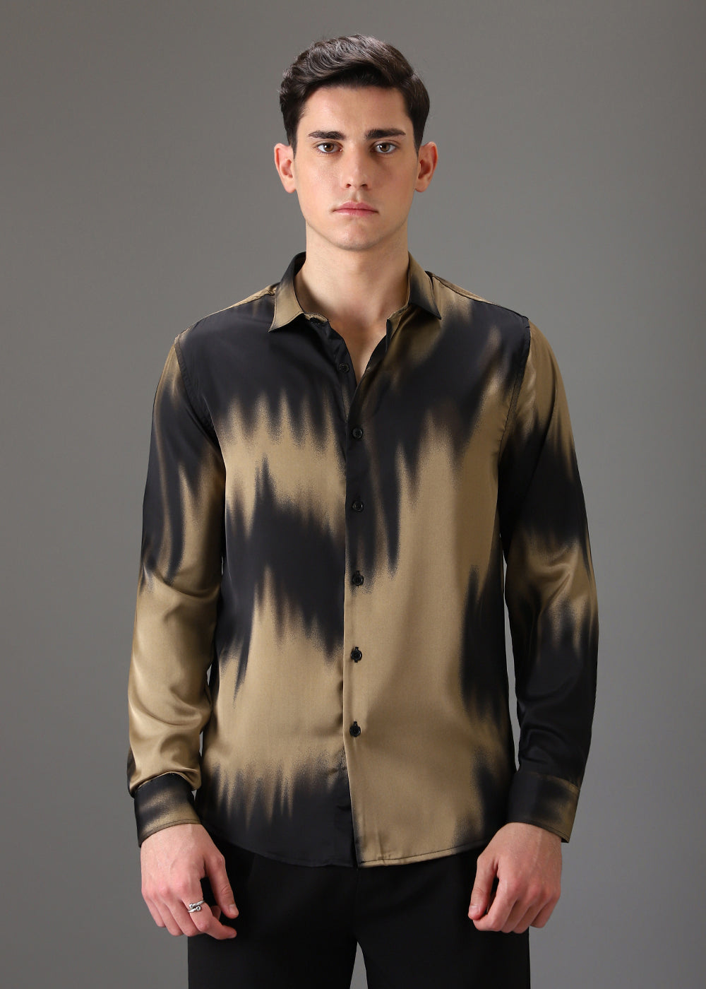 Golden Black Abstract Printed Shirt