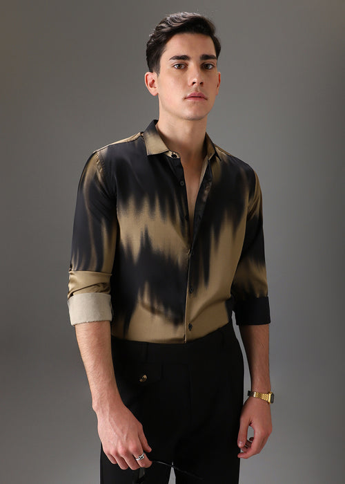 Golden Black Abstract Printed Shirt