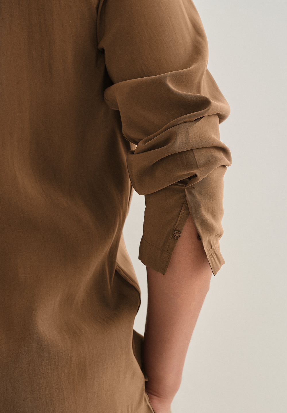 Golden Brown Loop Button-Down Plain Shirt