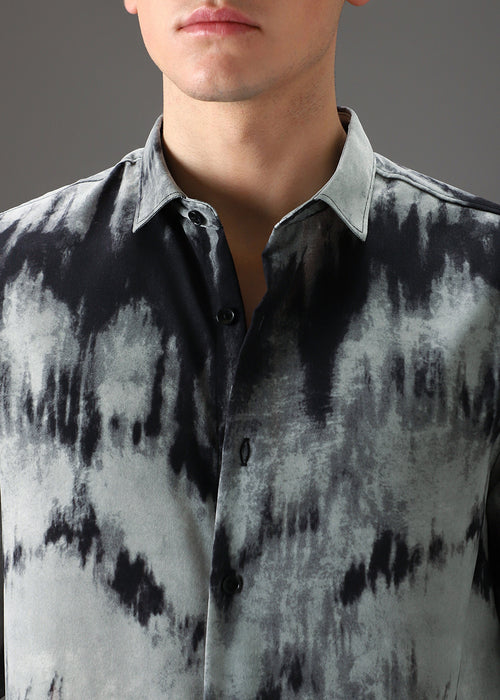 Gradient Grey Abstract Printed Shirt