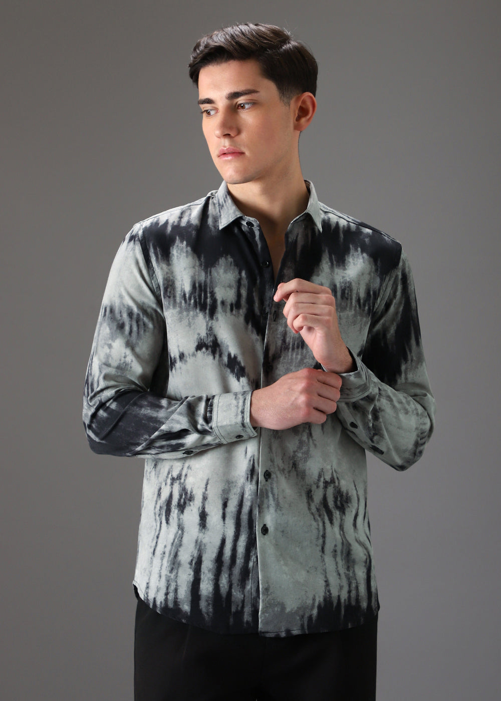 Gradient Grey Abstract Printed Shirt